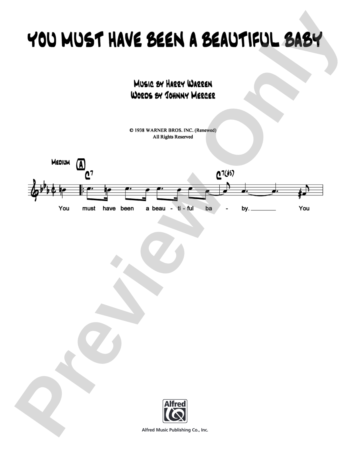 You Must Have Been a Beautiful Baby: Lead Sheet Digital Sheet Music