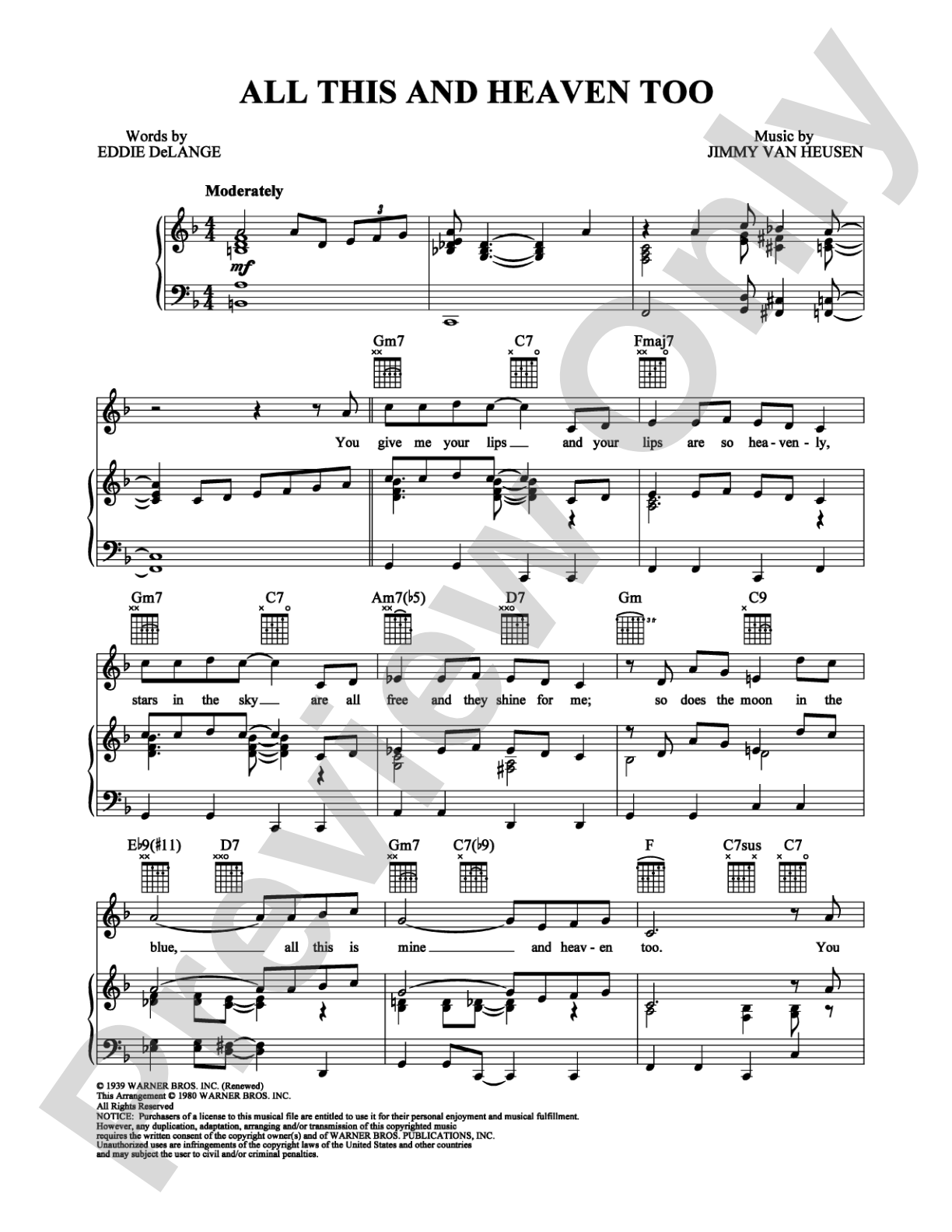 All This and Heaven Too: Piano/Vocal/Chords Digital Sheet Music