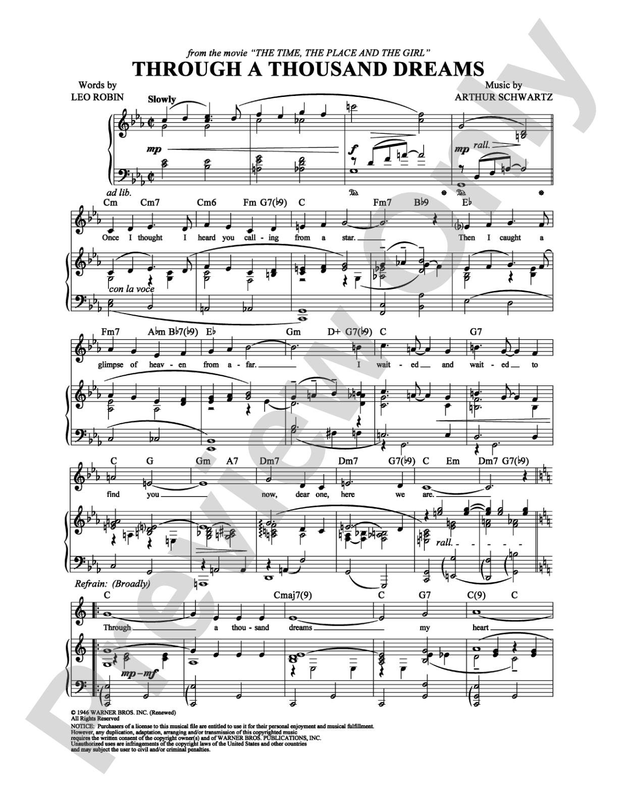 Through a Thousand Dreams: Piano/Vocal/Chords Digital Sheet Music