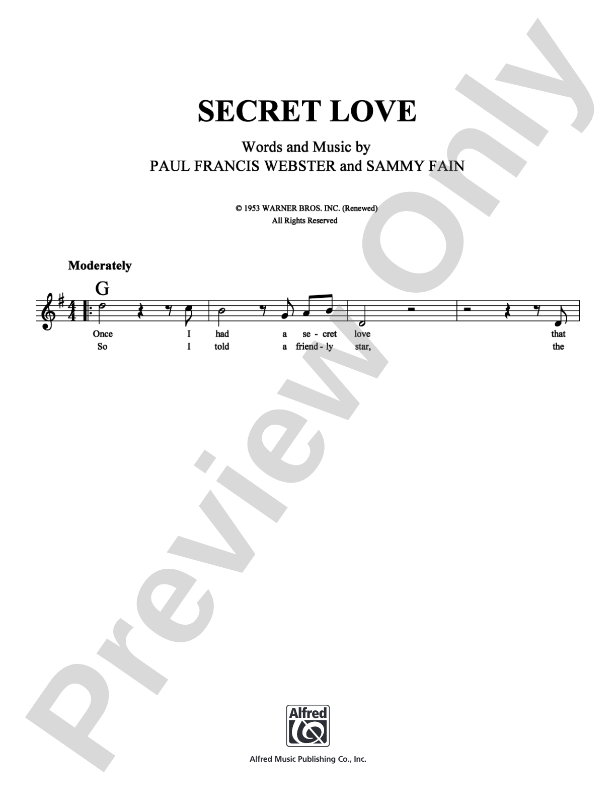 Secret Love: Lead Sheet Digital Sheet Music