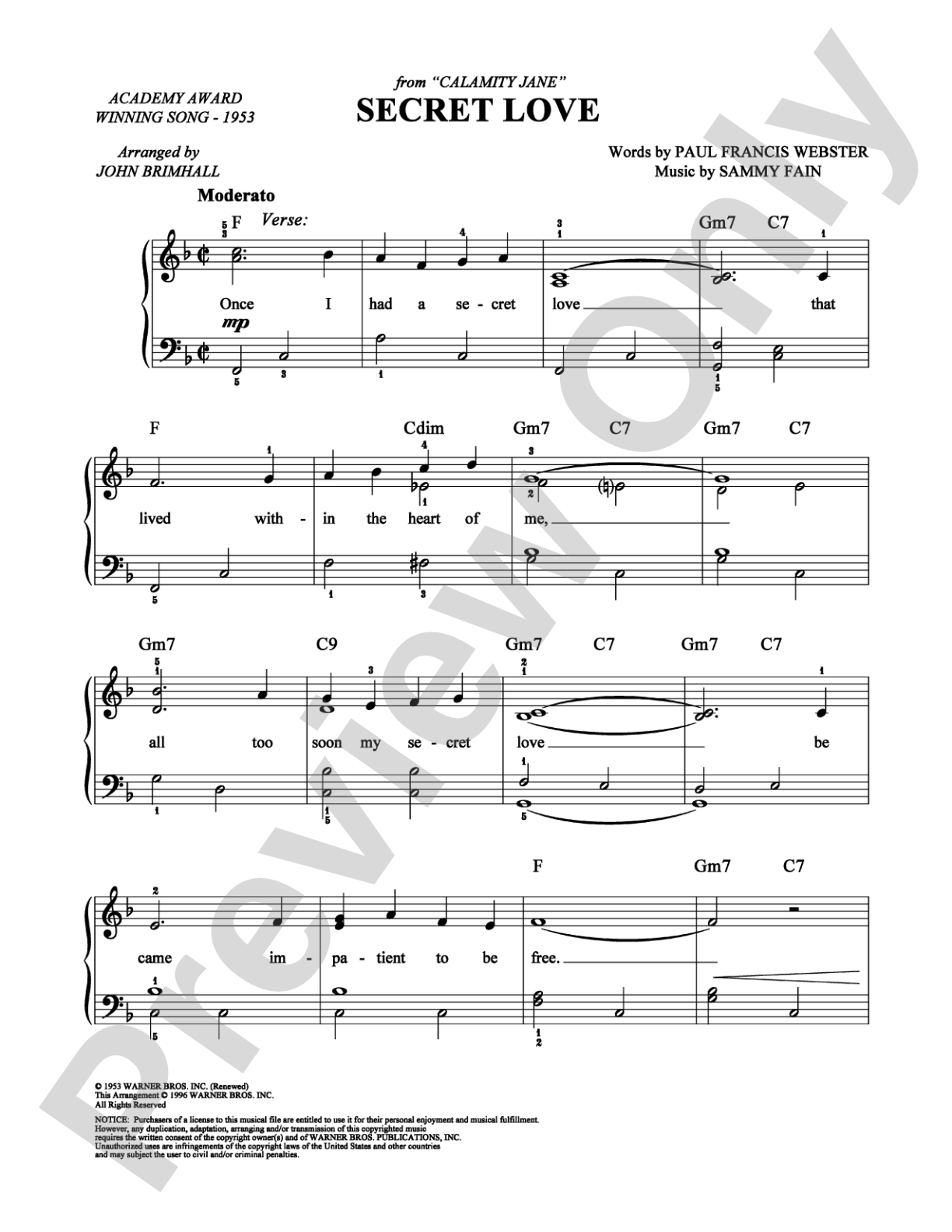 Secret Love: Easy Piano Digital Sheet Music