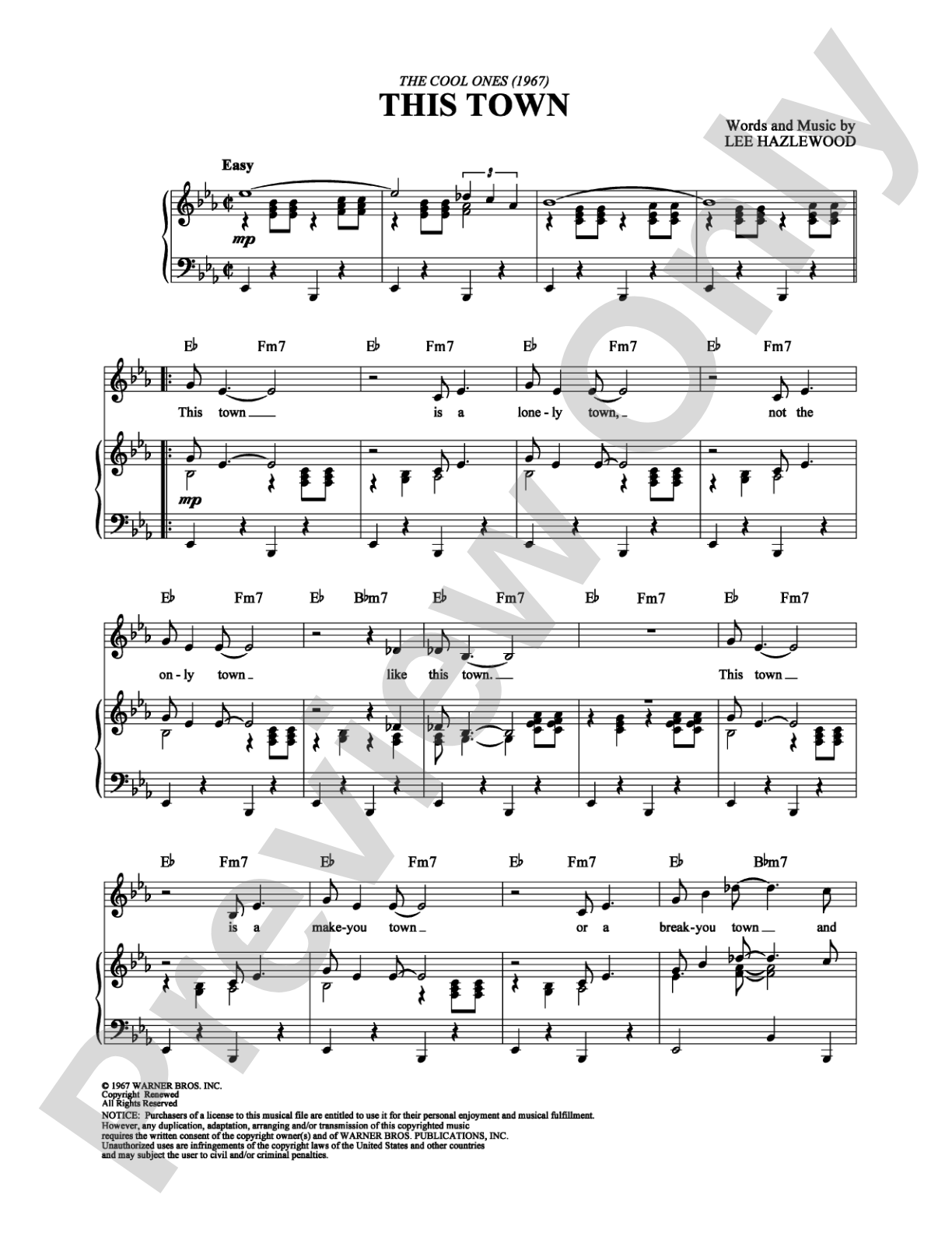 This Town: Piano/Vocal/Chords Digital Sheet Music