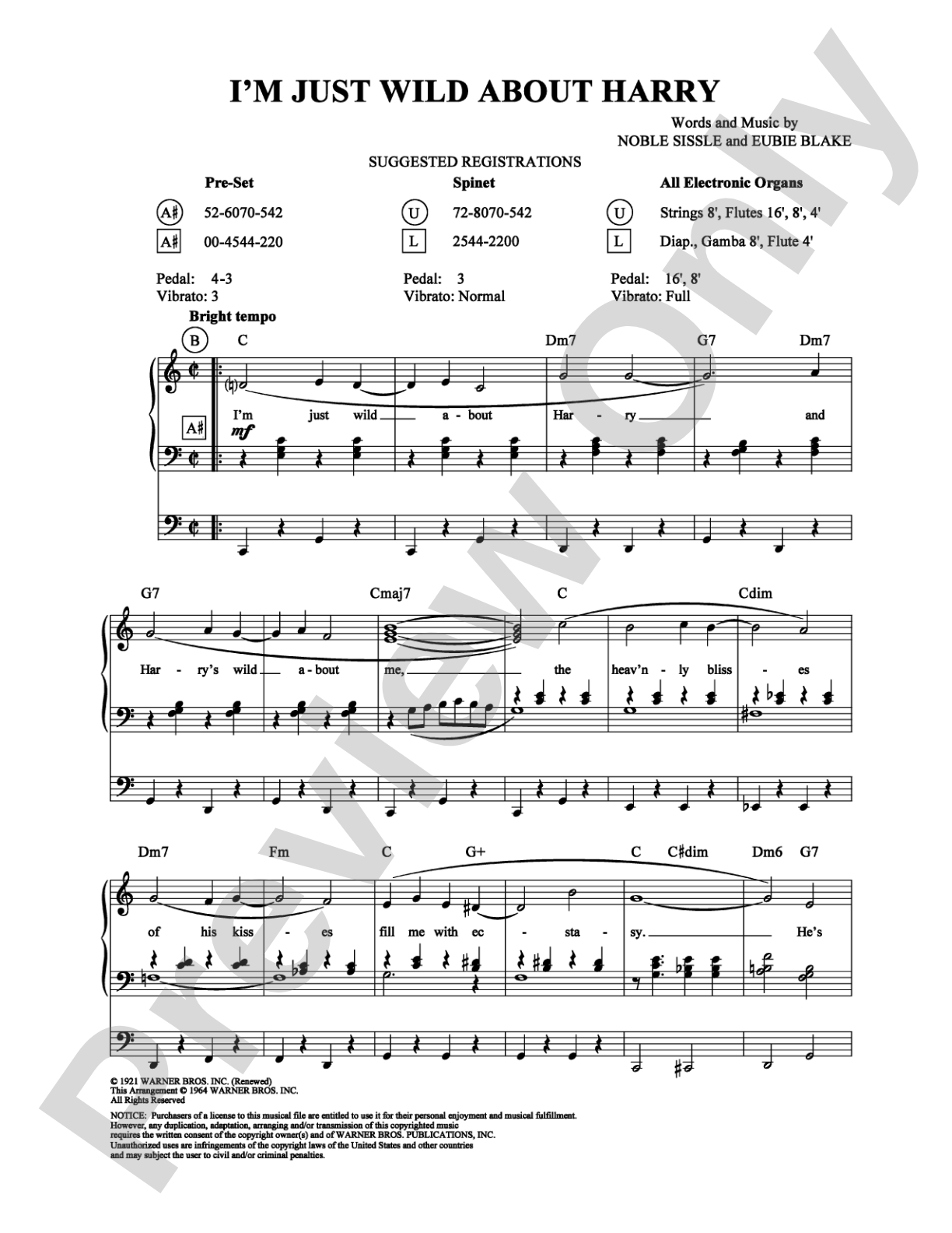 I'm Just Wild About Harry: Organ Digital Sheet Music