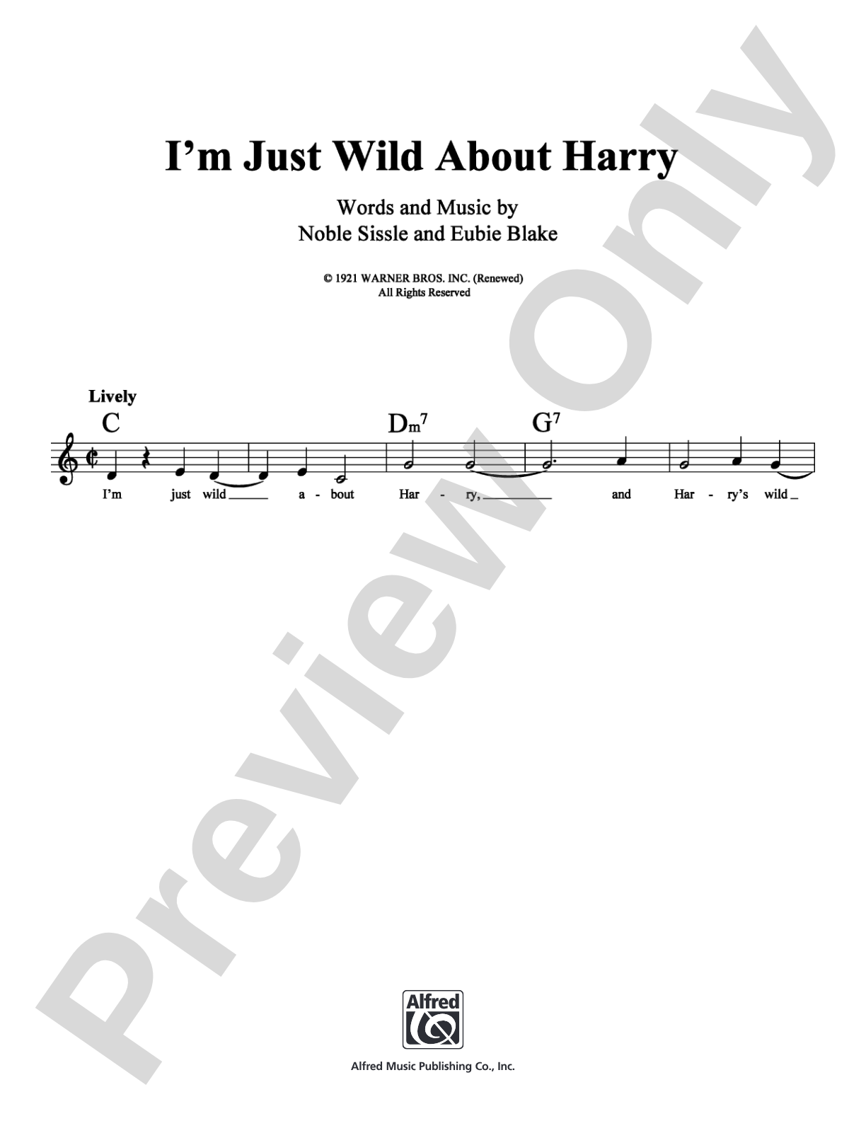 I'm Just Wild About Harry: Lead Sheet Digital Sheet Music