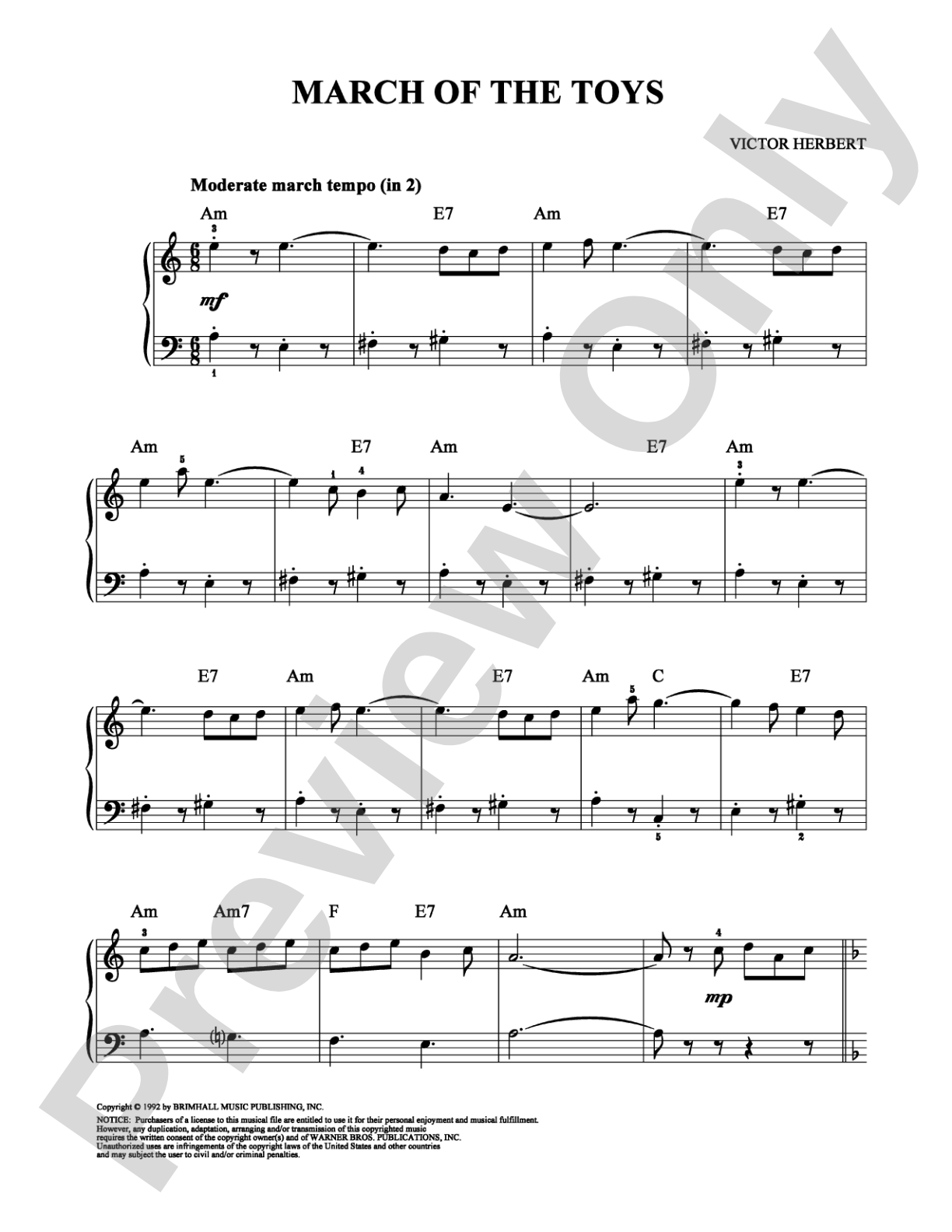 March Of The Toys: Easy Piano Digital Sheet Music