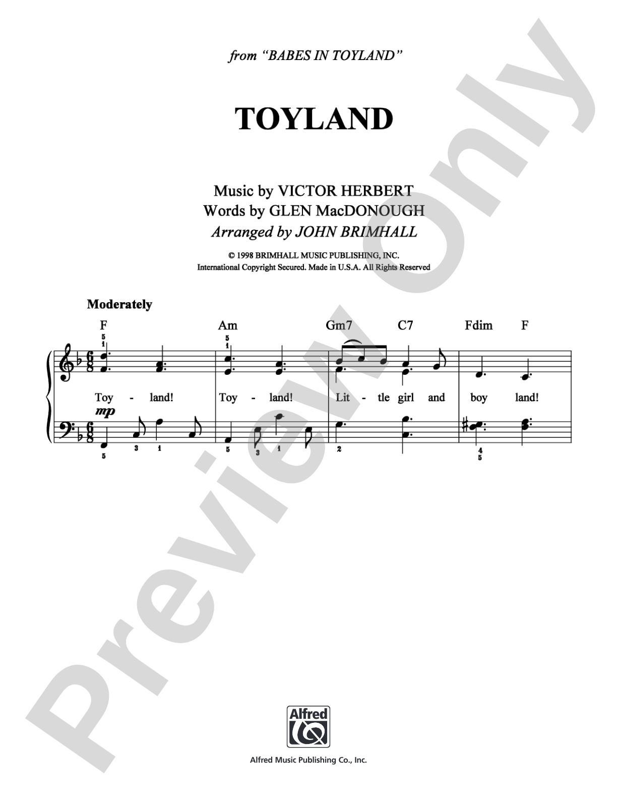Toyland: Easy Piano Digital Sheet Music