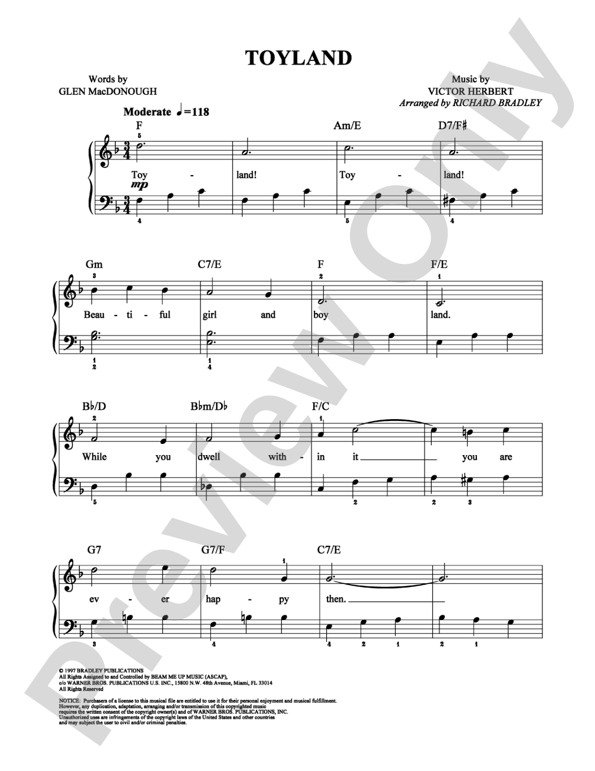 Toyland: Easy Piano Digital Sheet Music