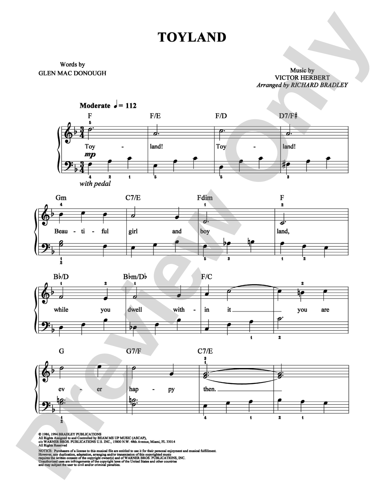 Toyland: Easy Piano Digital Sheet Music