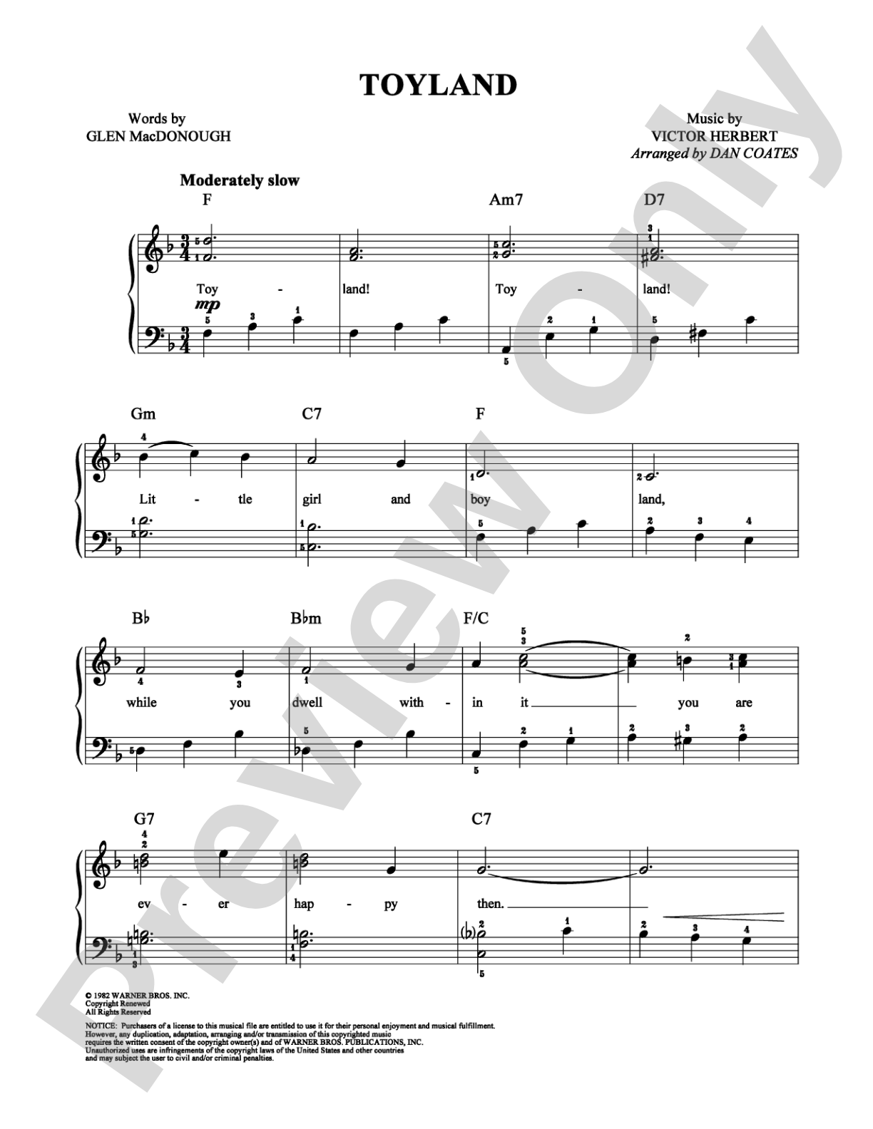 Toyland: Easy Piano Digital Sheet Music
