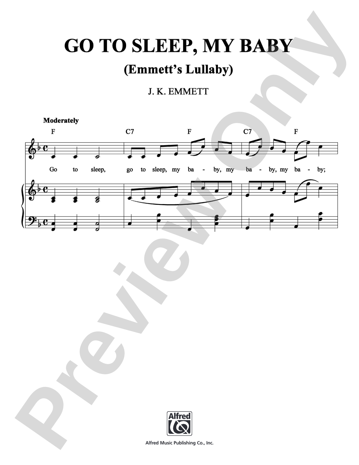 Go to Sleep, My Baby: Piano/Vocal/Chords Digital Sheet Music