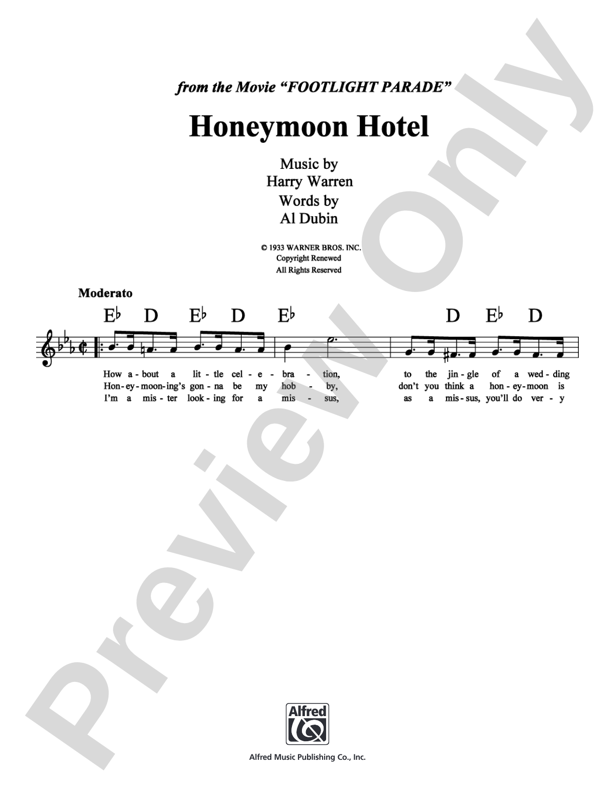 Honeymoon Hotel: Lead Sheet Digital Sheet Music
