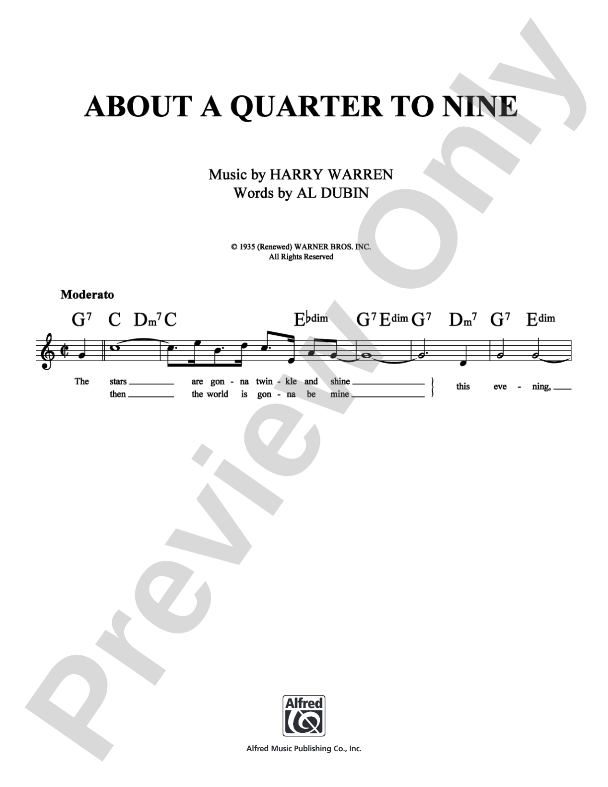 About a Quarter to Nine: Lead Sheet Digital Sheet Music