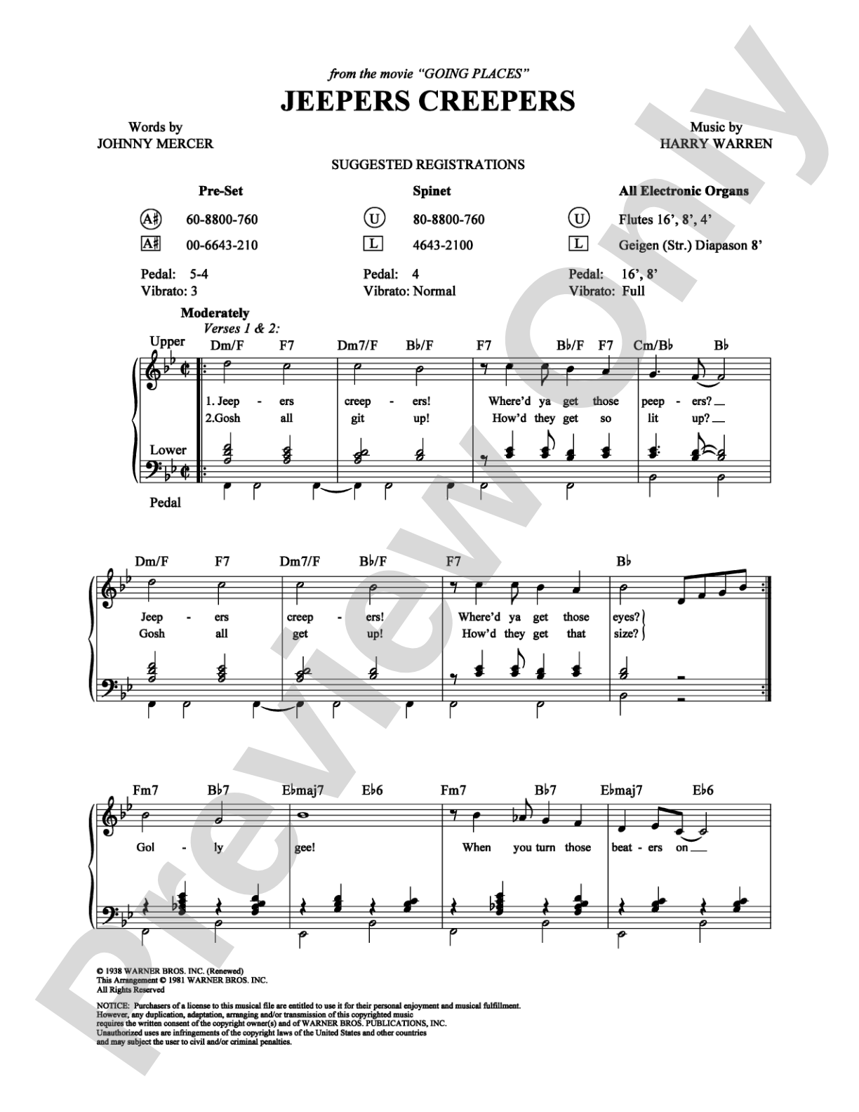 Jeepers Creepers: Organ Digital Sheet Music
