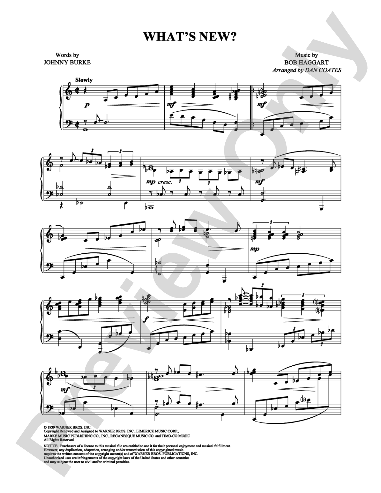 What's New?: Piano Digital Sheet Music