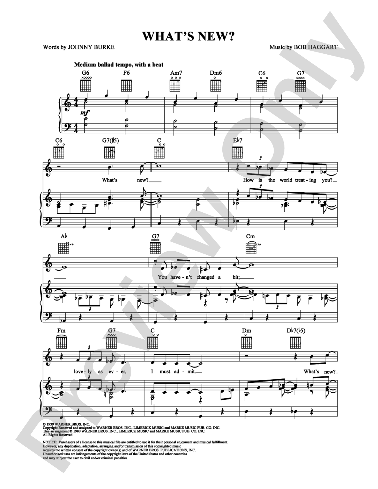 What's New?: Piano/Vocal/Chords Digital Sheet Music
