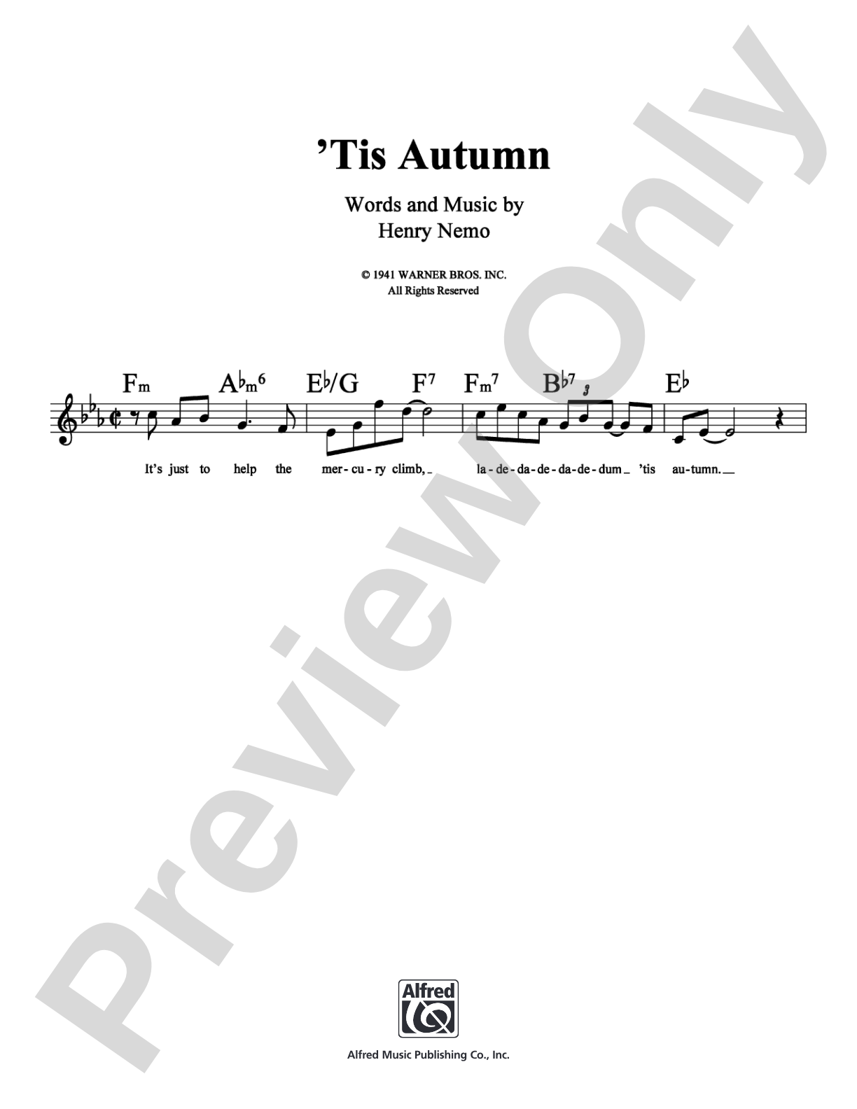 Tis Autumn: Lead Sheet Digital Sheet Music