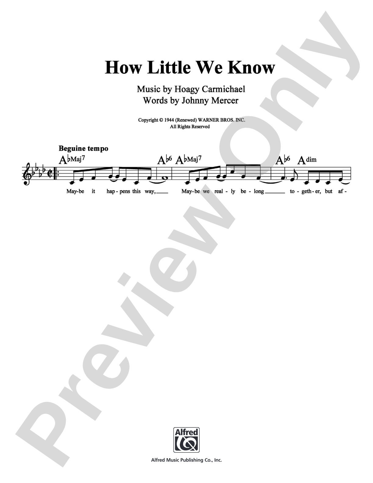 How Little We Know: Lead Sheet Digital Sheet Music