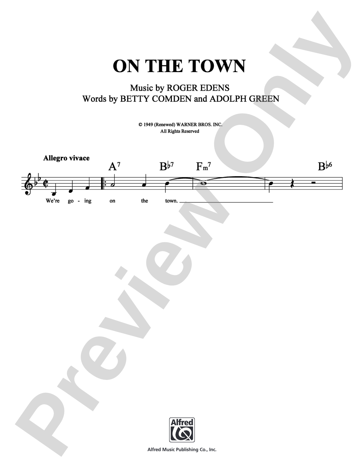 On the Town: Lead Sheet Digital Sheet Music
