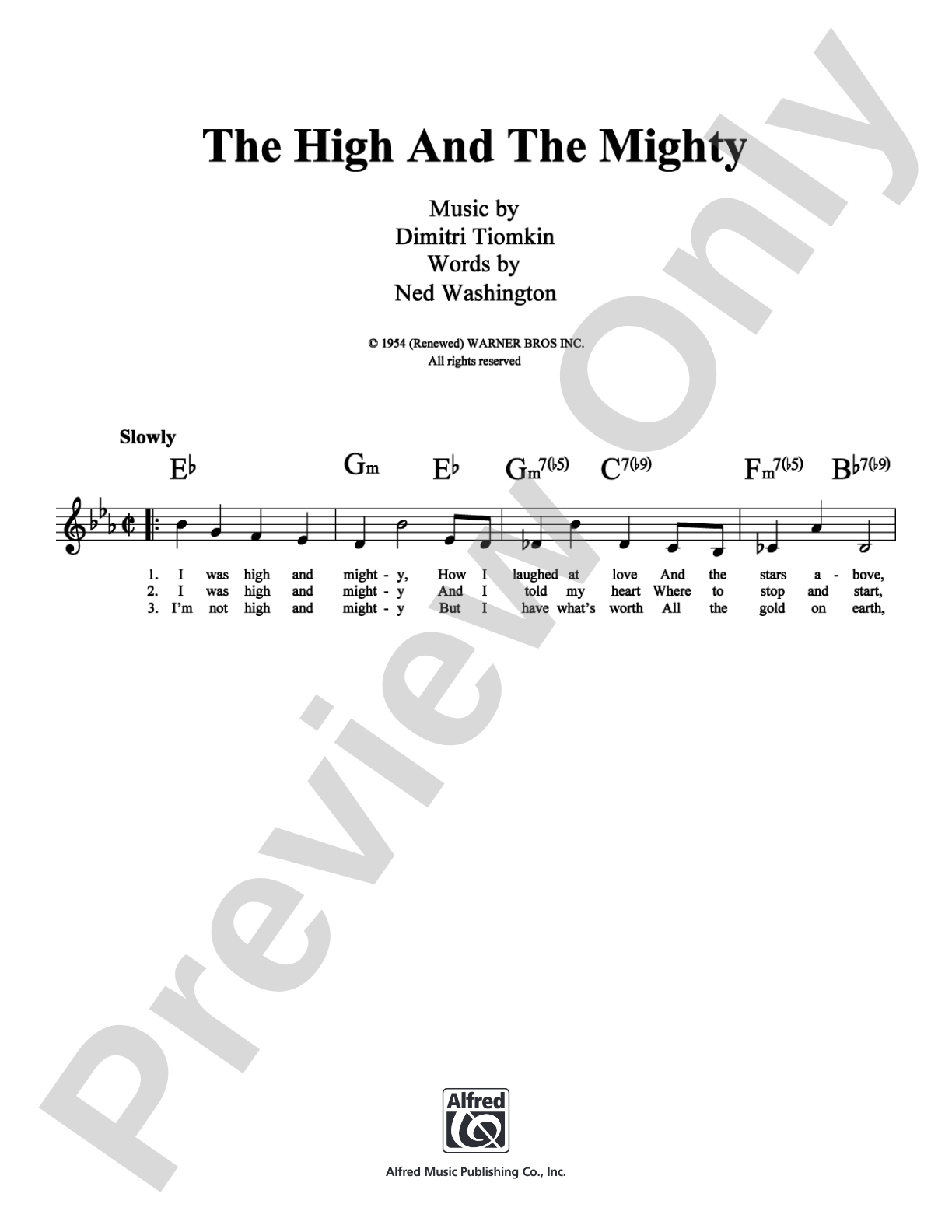 The High and the Mighty: Lead Sheet Digital Sheet Music