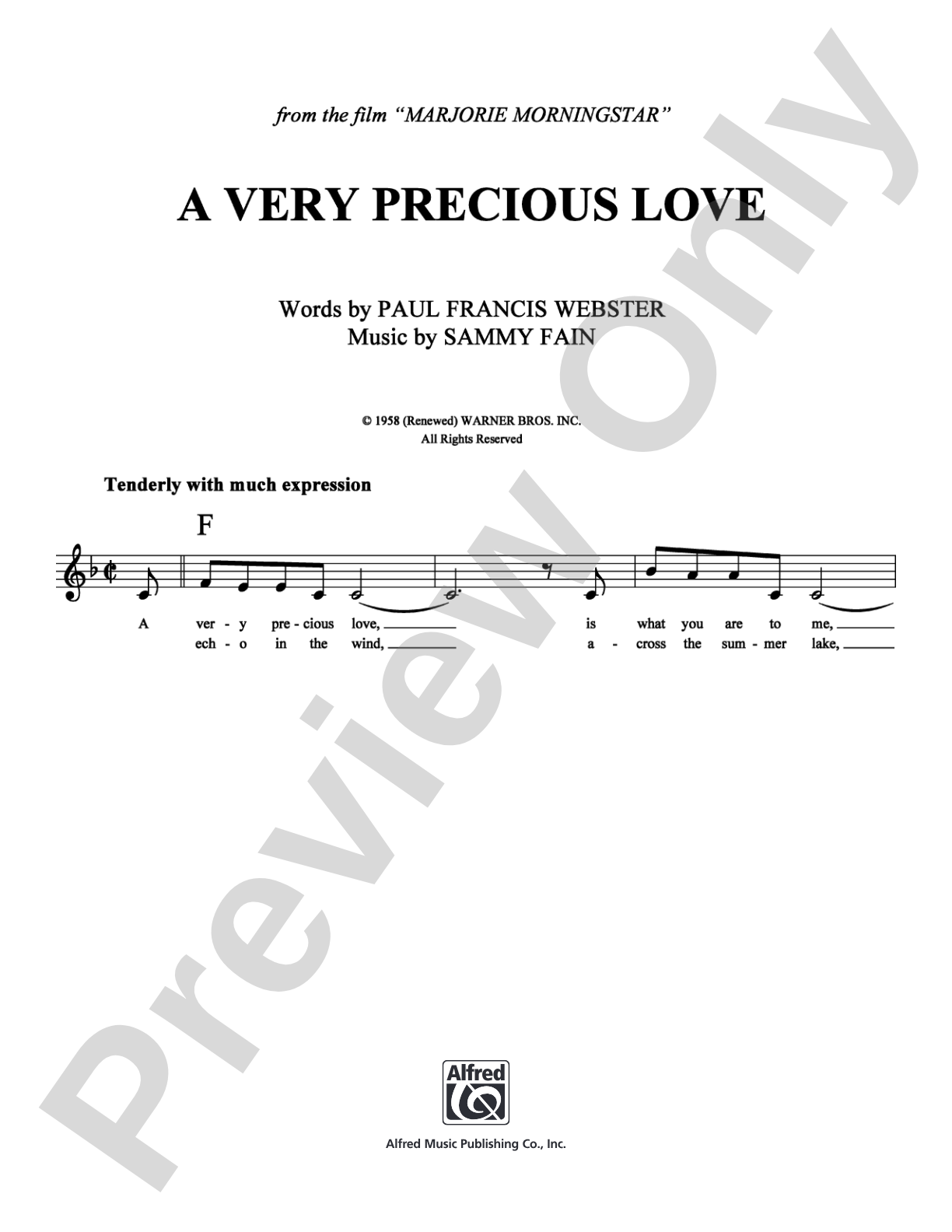 Very Precious Love, A: Lead Sheet Digital Sheet Music