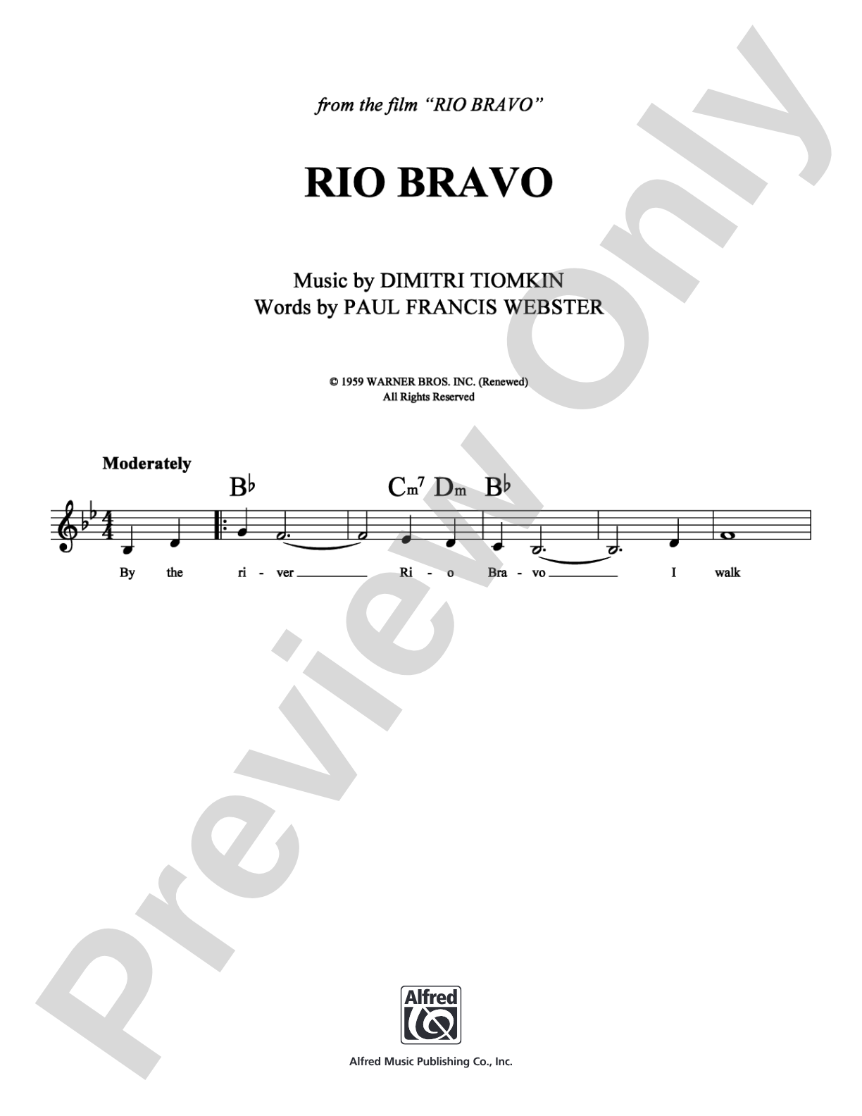 Rio Bravo: Lead Sheet Digital Sheet Music