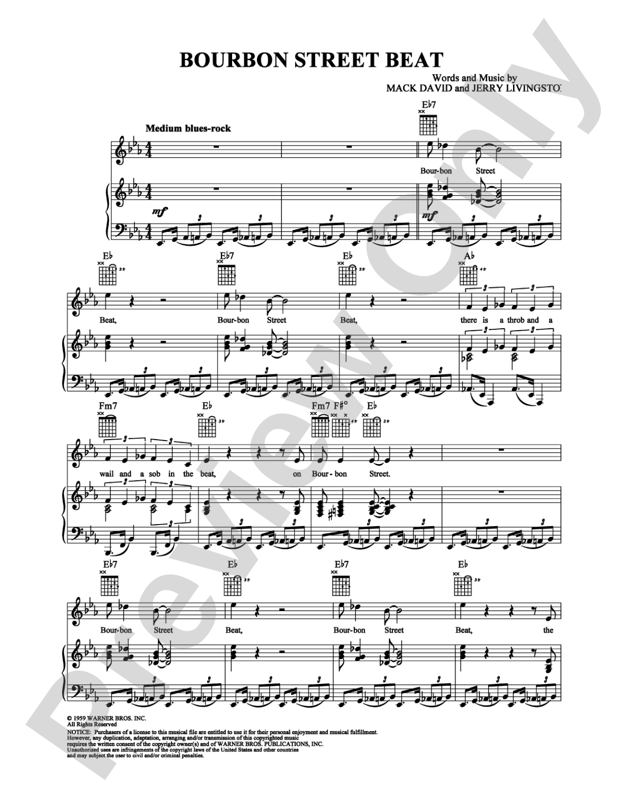 Bourbon Street Beat: Piano/Vocal/Chords Digital Sheet Music