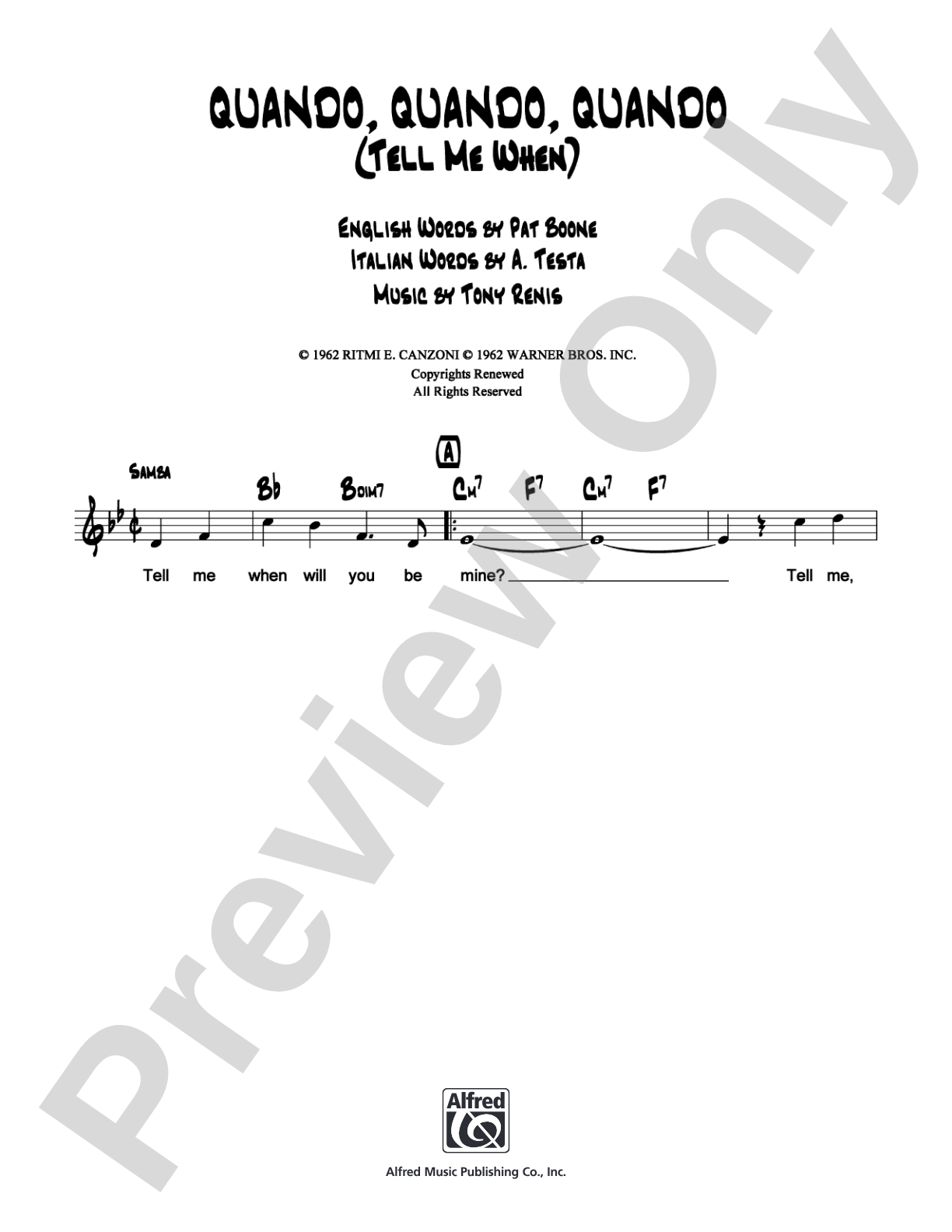 Quando, Quando, Quando (Tell Me When): Lead Sheet Digital Sheet Music