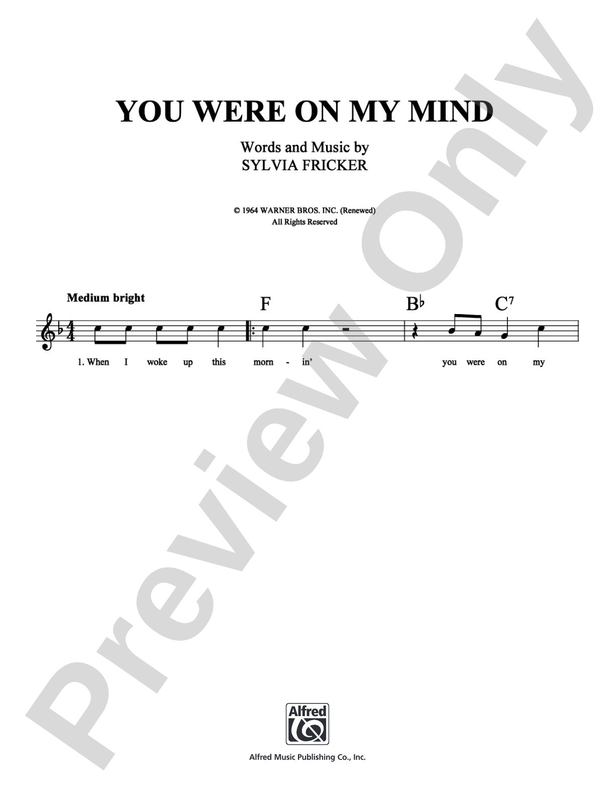 You Were On My Mind: Lead Sheet Digital Sheet Music