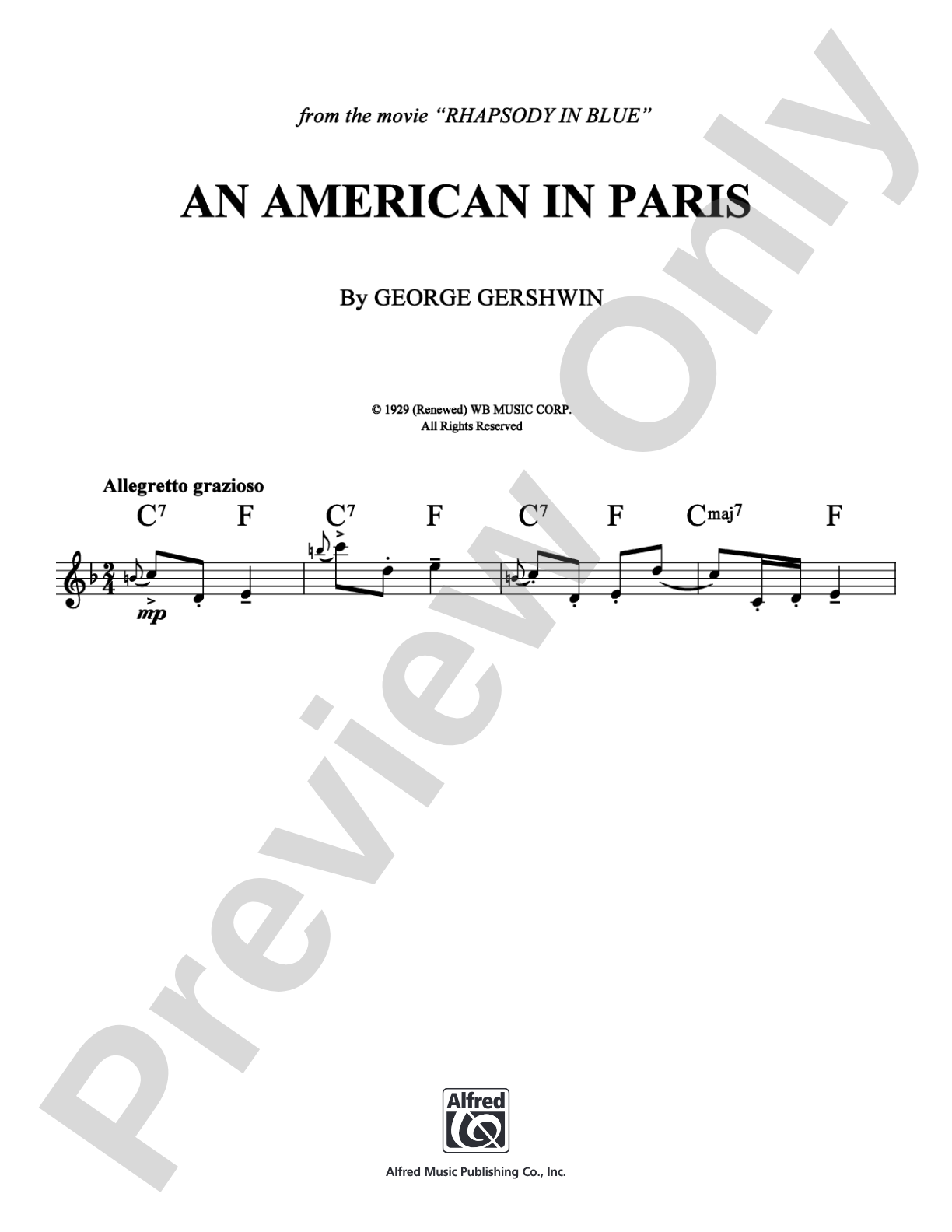 An American in Paris: Lead Sheet Digital Sheet Music