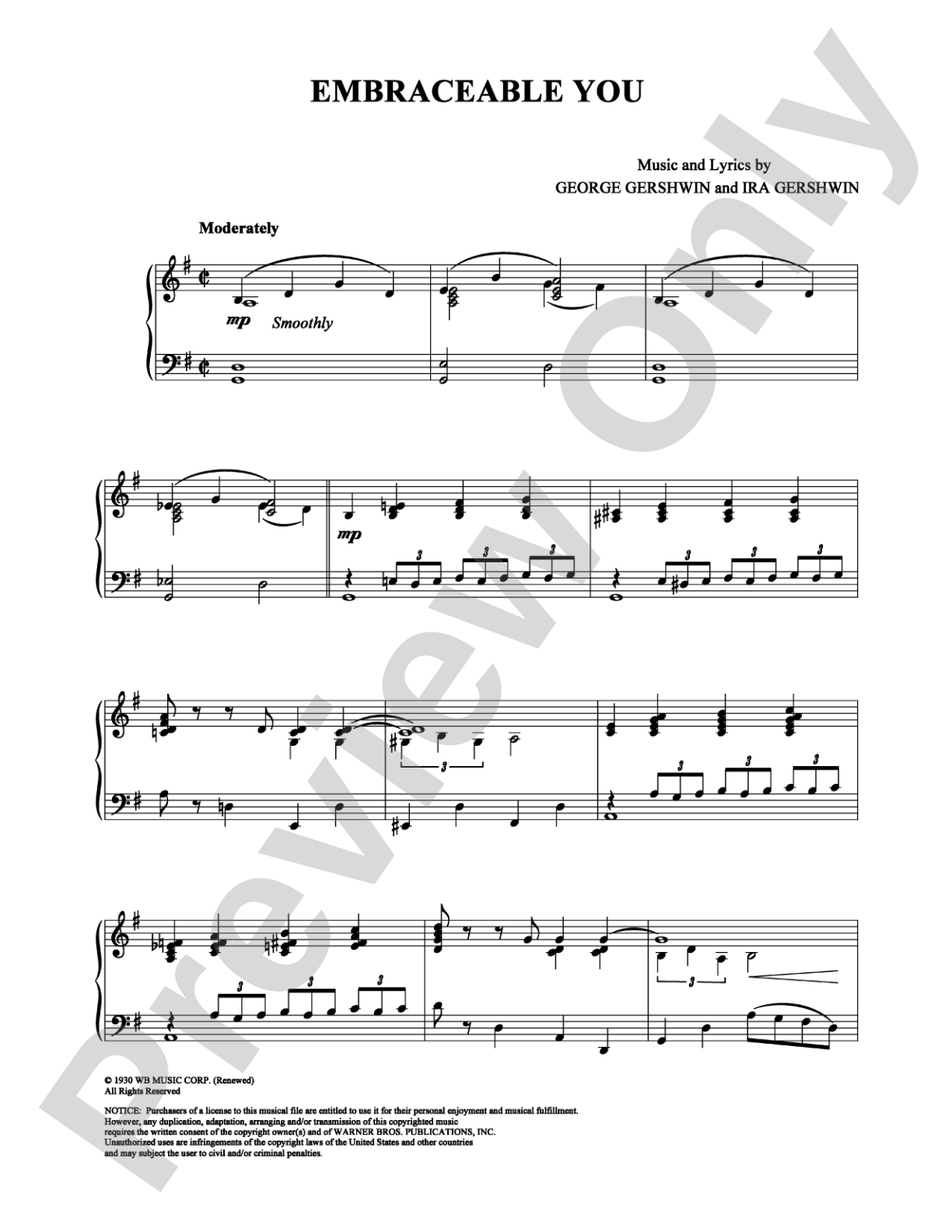 Embraceable You: Piano Digital Sheet Music