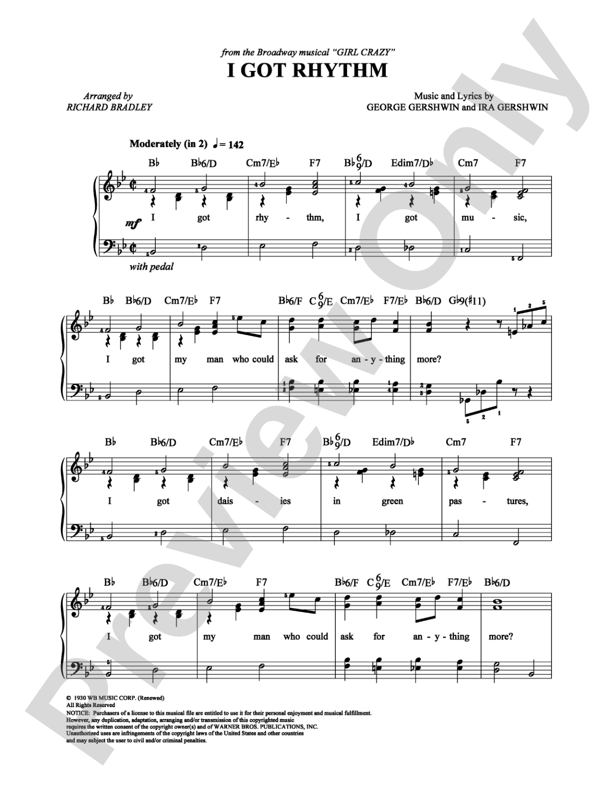 I Got Rhythm: Easy Piano Digital Sheet Music