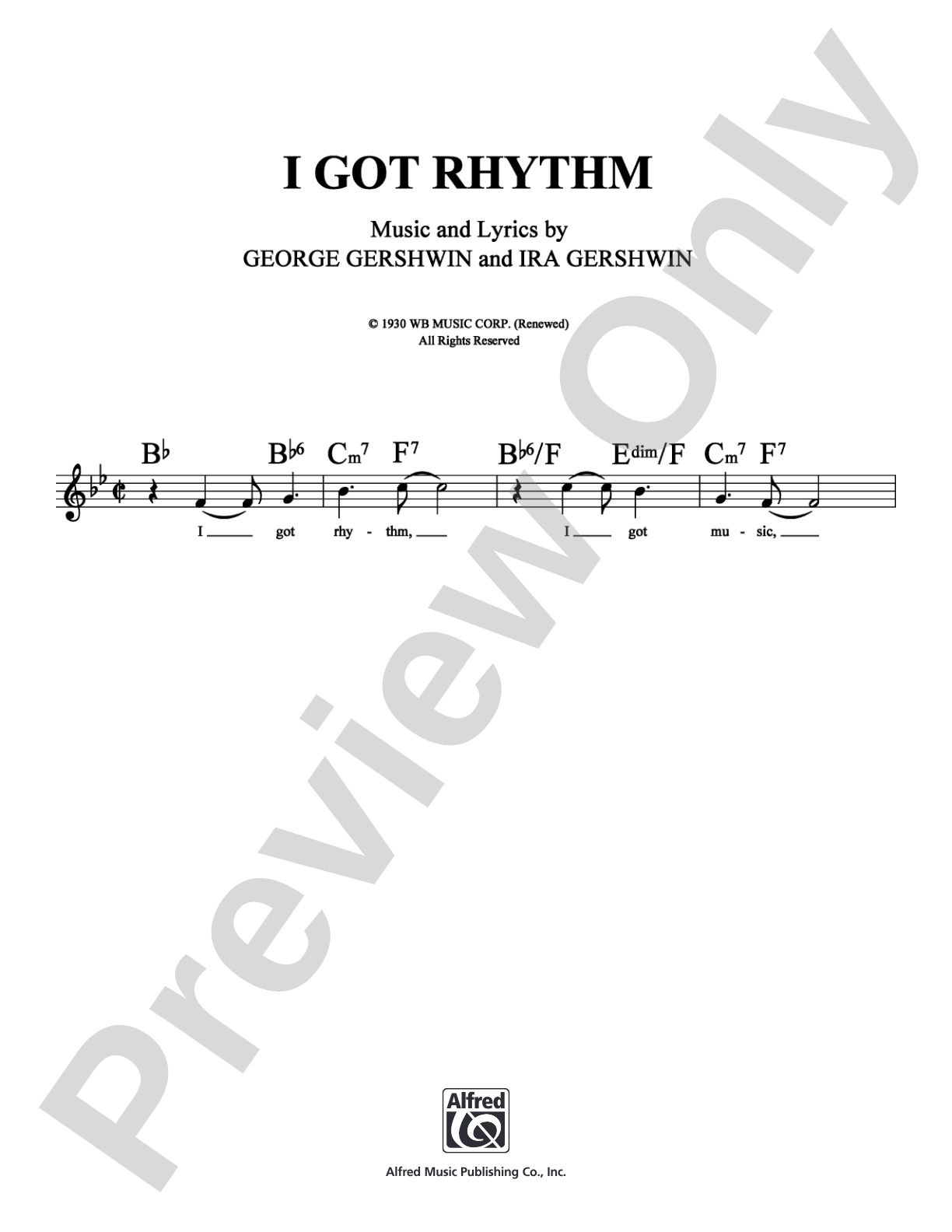 I Got Rhythm: Lead Sheet Digital Sheet Music