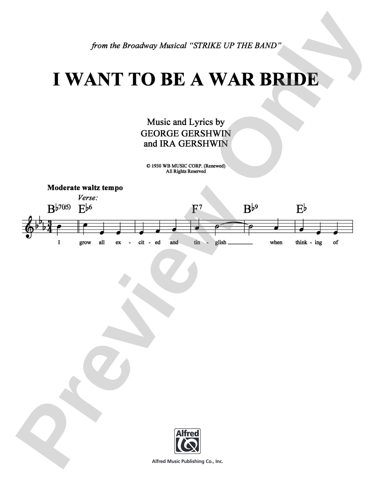 I Want to Be a War Bride: Lead Sheet Digital Sheet Music