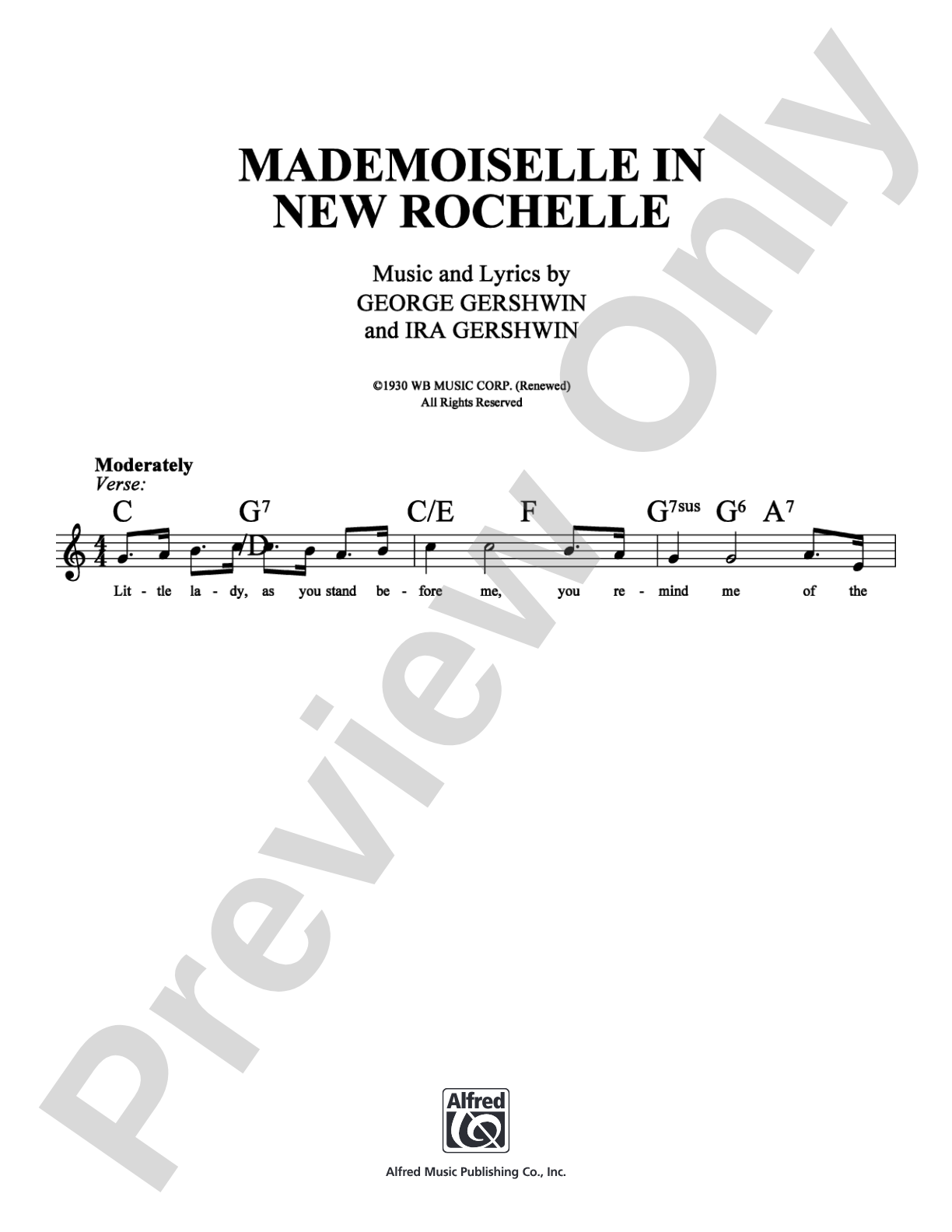 Mademoiselle in New Rochelle: Lead Sheet Digital Sheet Music