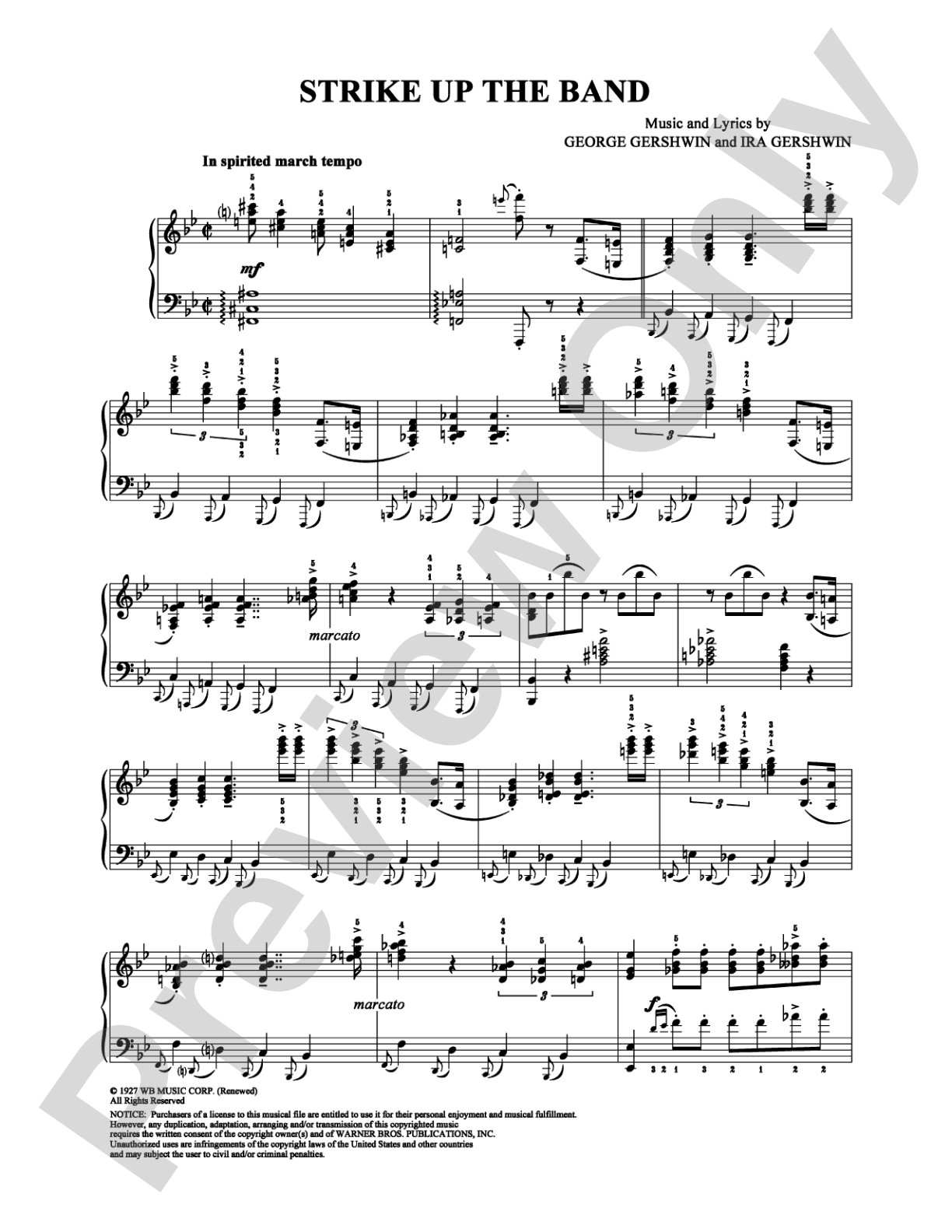 Strike Up the Band: Piano Digital Sheet Music