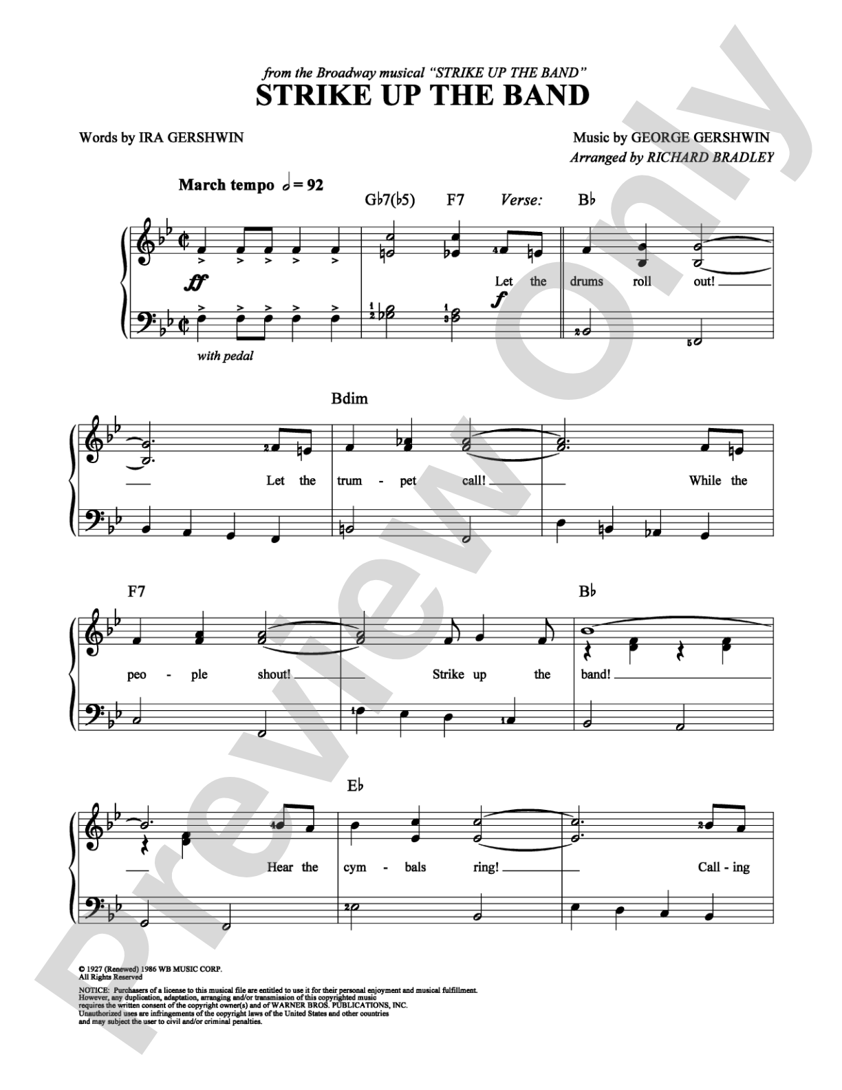 Strike Up the Band: Easy Piano Digital Sheet Music