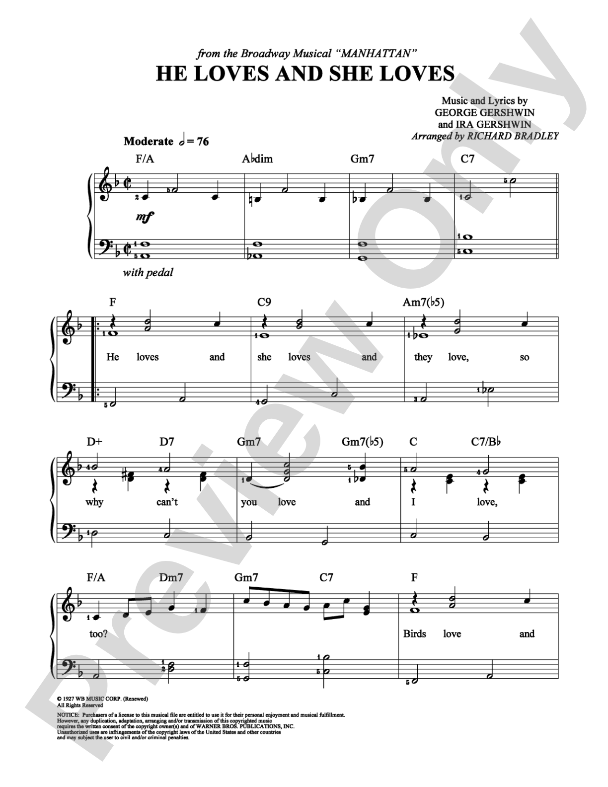 He Loves and She Loves: Easy Piano Digital Sheet Music