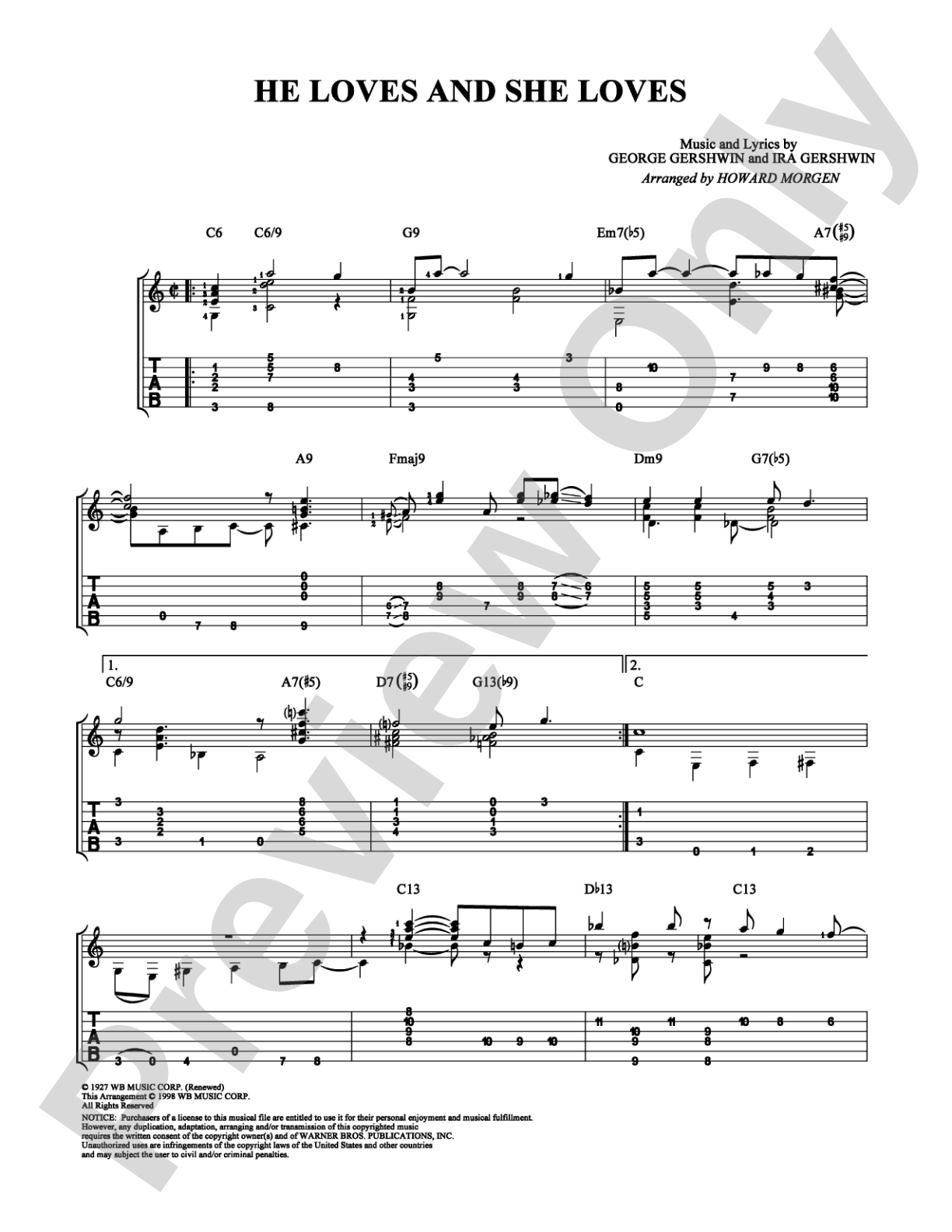 He Loves and She Loves: Guitar TAB Digital Sheet Music