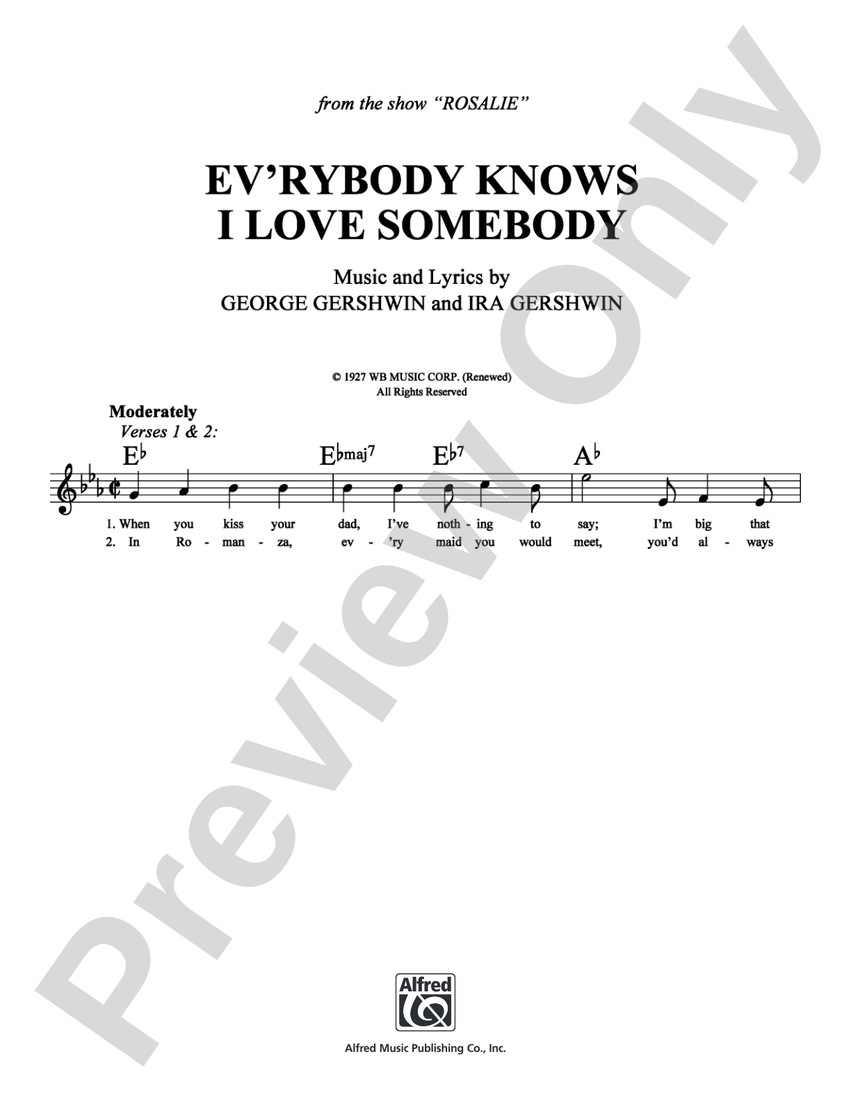 Ev'rybody Knows I Love Somebody: Lead Sheet Digital Sheet Music