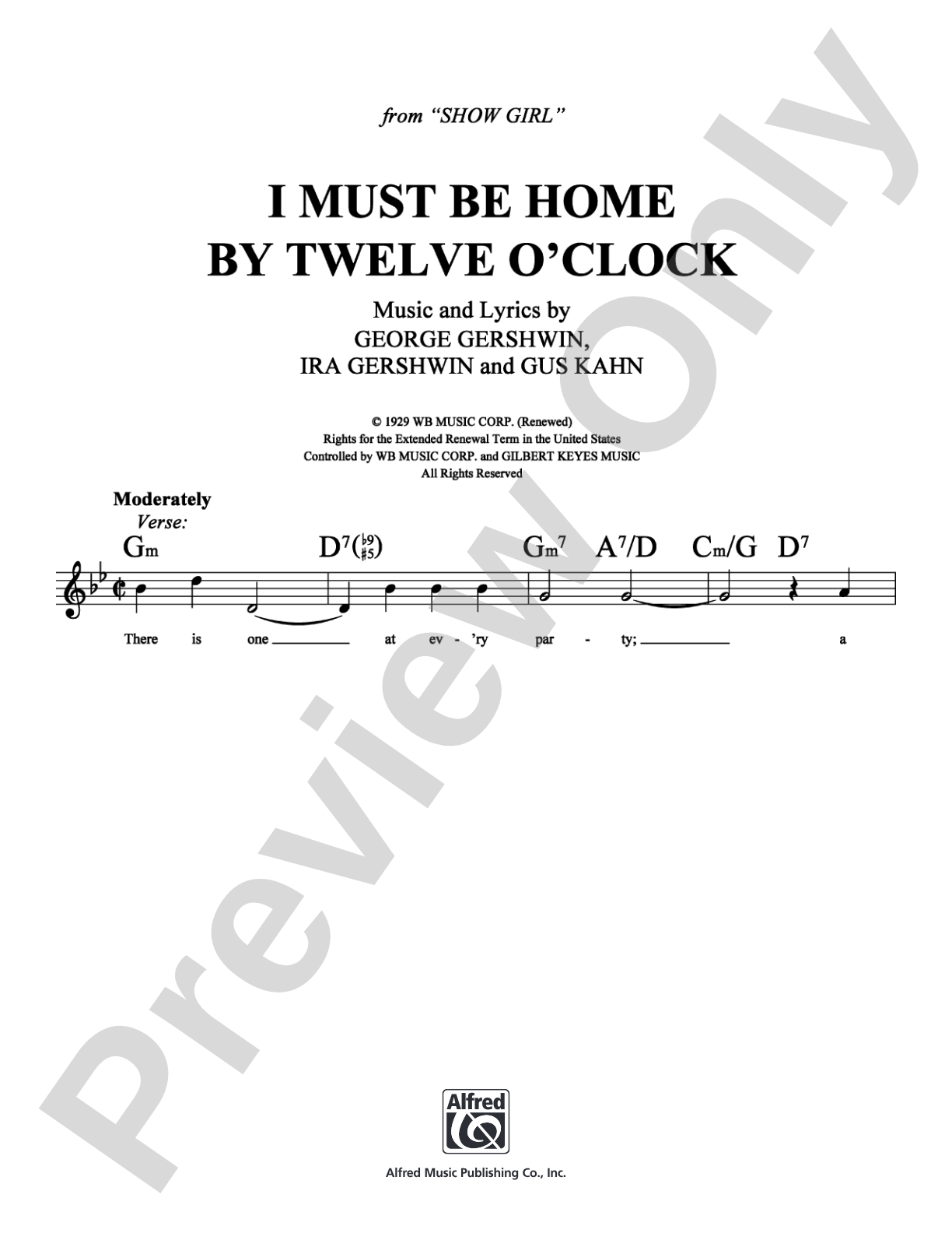 I Must Be Home by Twelve O'clock: Lead Sheet Digital Sheet Music