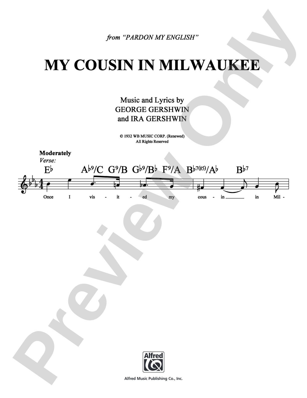 My Cousin in Milwaukee: Lead Sheet Digital Sheet Music