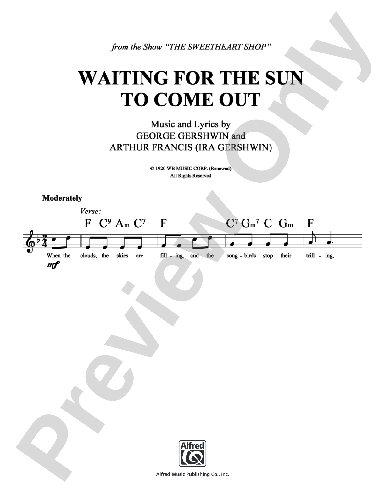 Waiting for the Sun to Come Out: Lead Sheet Digital Sheet Music