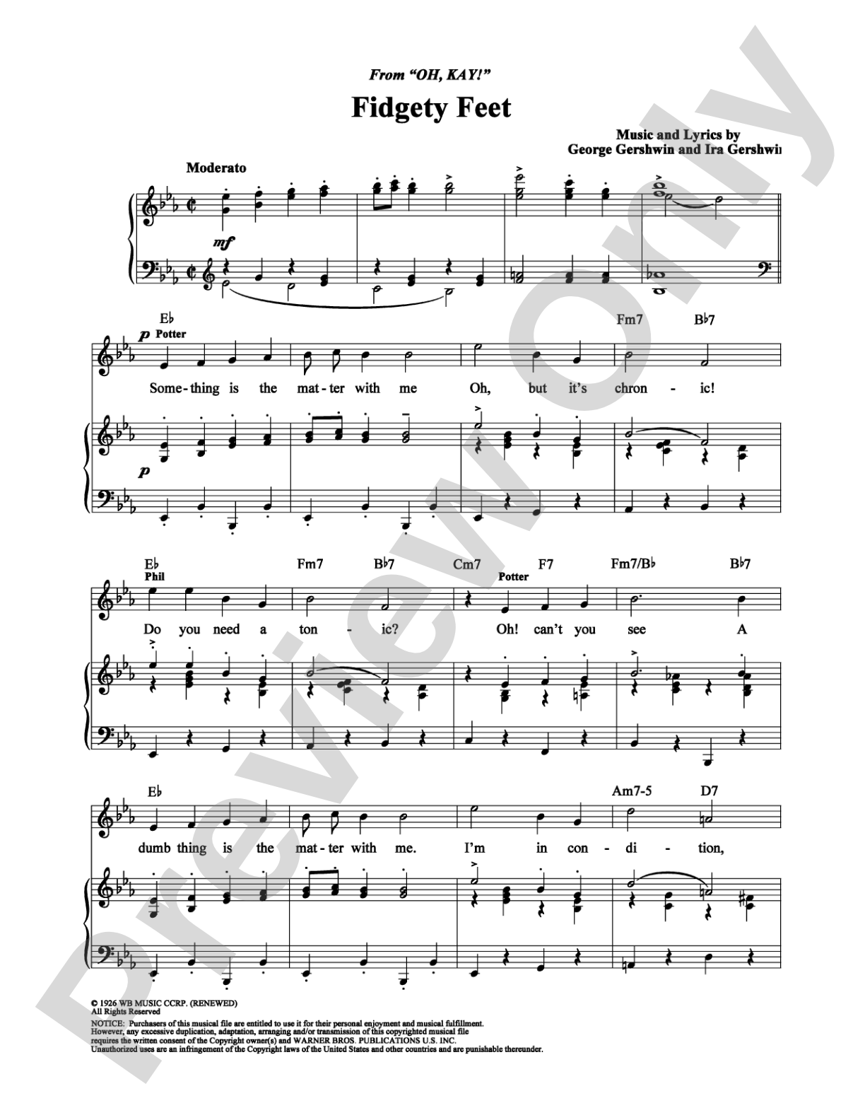 Fidgety Feet: Piano/Vocal/Chords Digital Sheet Music