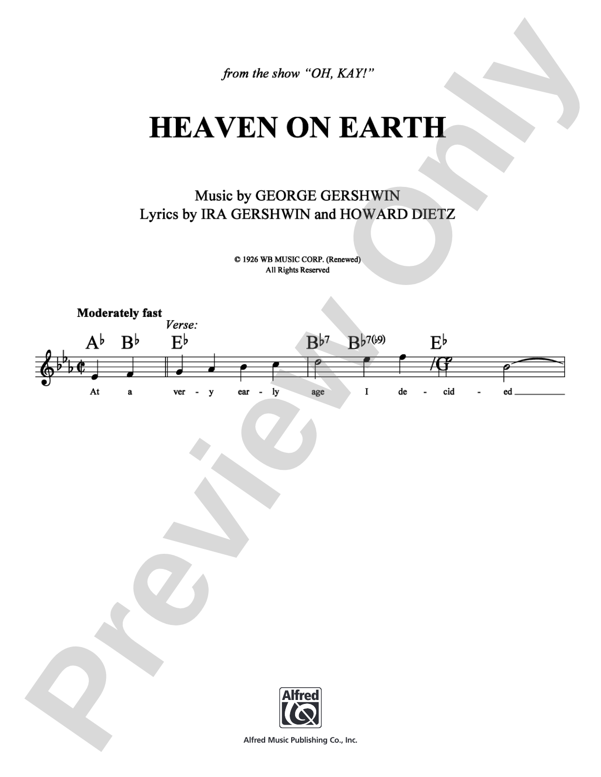 Heaven on Earth: Lead Sheet Digital Sheet Music