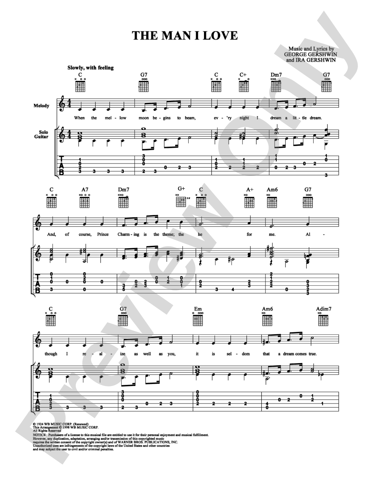 The Man I Love: Guitar TAB Digital Sheet Music