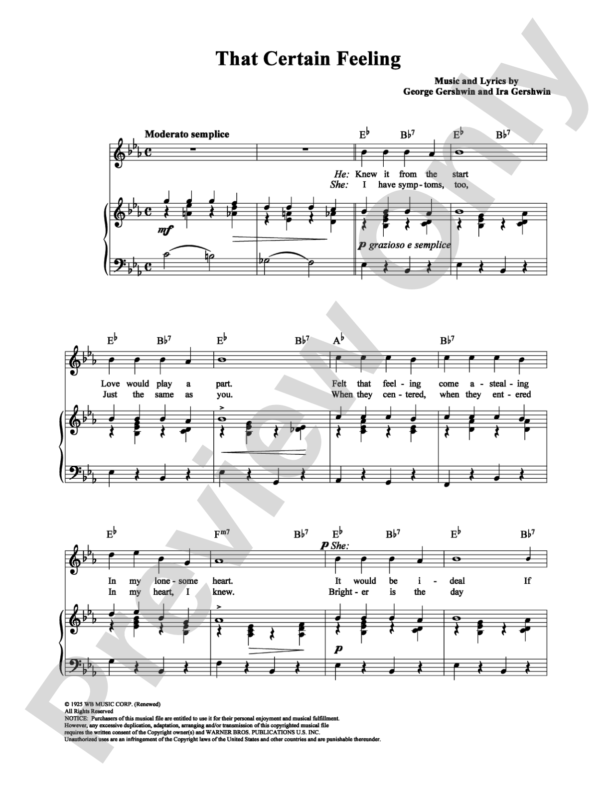 That Certain Feeling: Piano/Vocal/Chords Digital Sheet Music