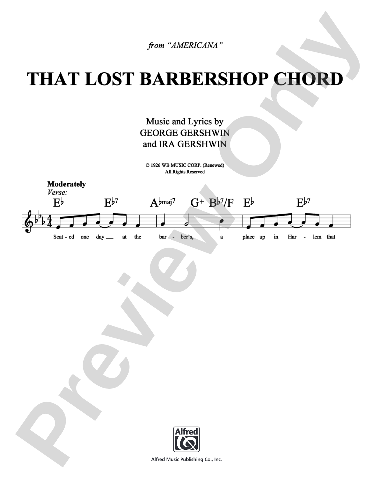 That Lost Barber Shop Chord: Lead Sheet Digital Sheet Music