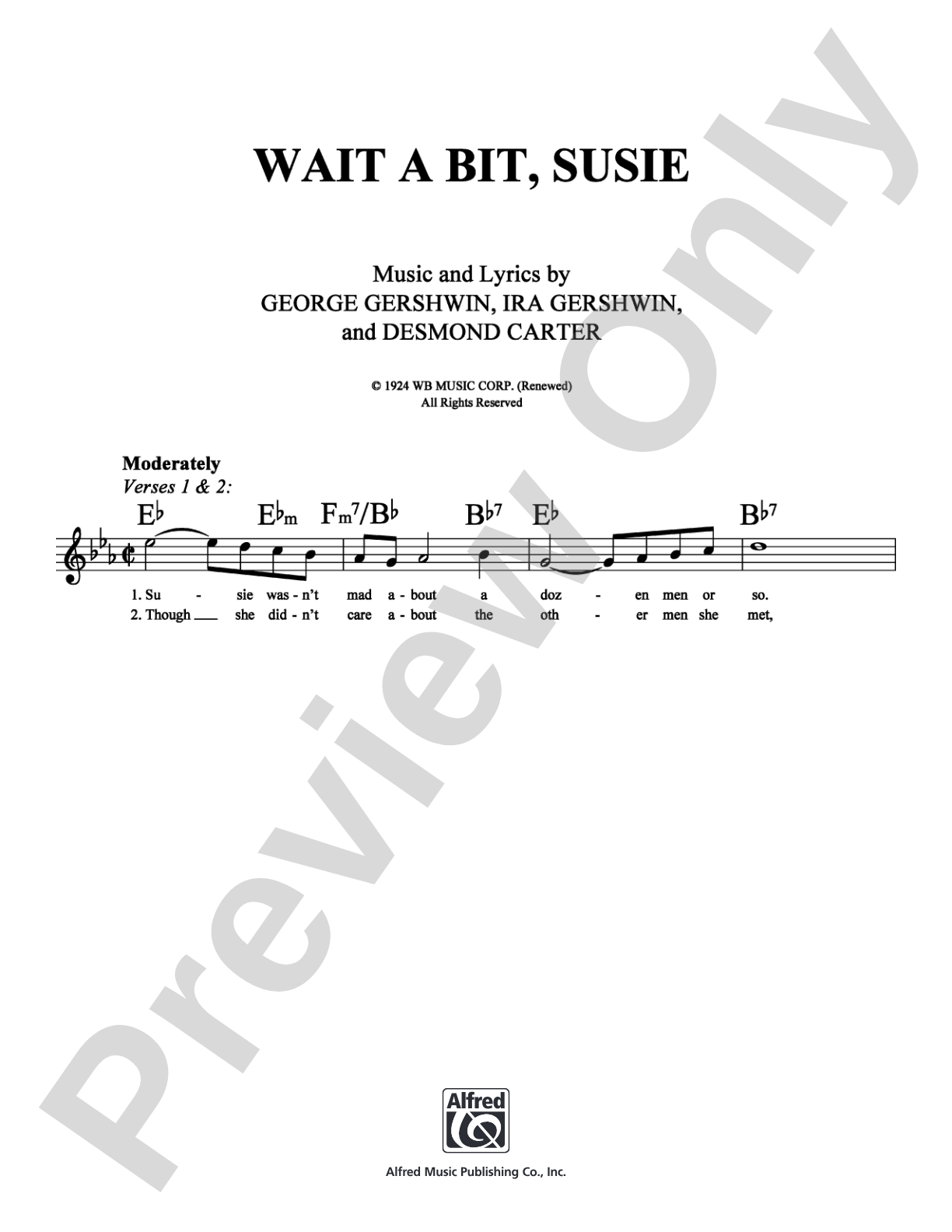 Wait A Bit, Susie: Lead Sheet Digital Sheet Music