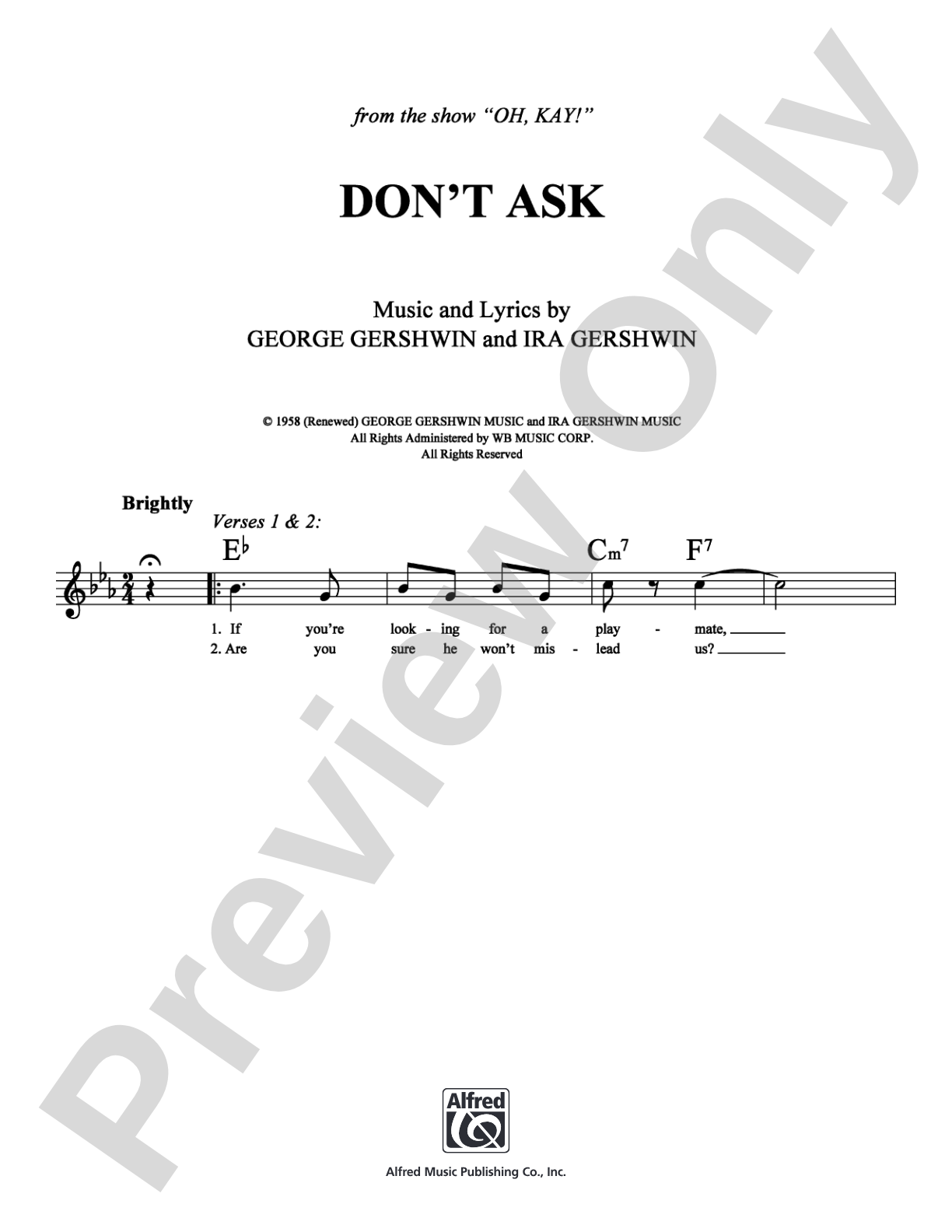 Don't Ask: Lead Sheet Digital Sheet Music