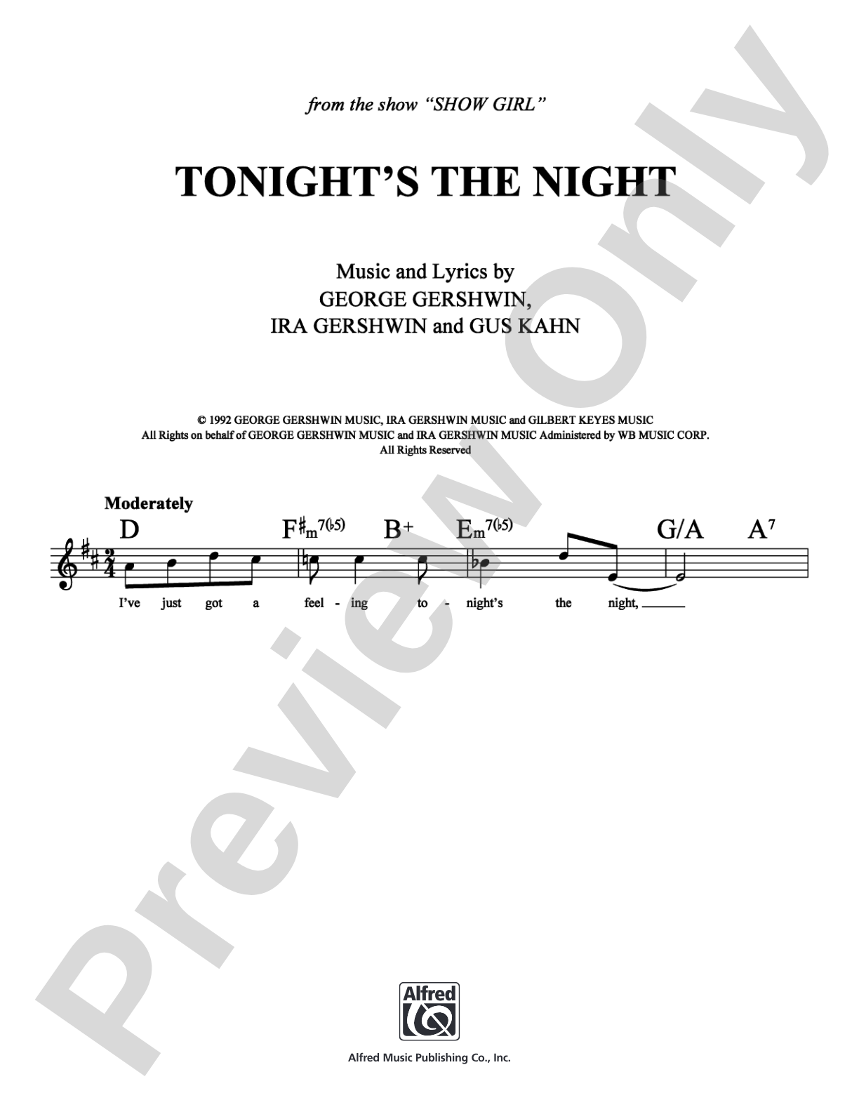 Tonight's the Night: Lead Sheet Digital Sheet Music